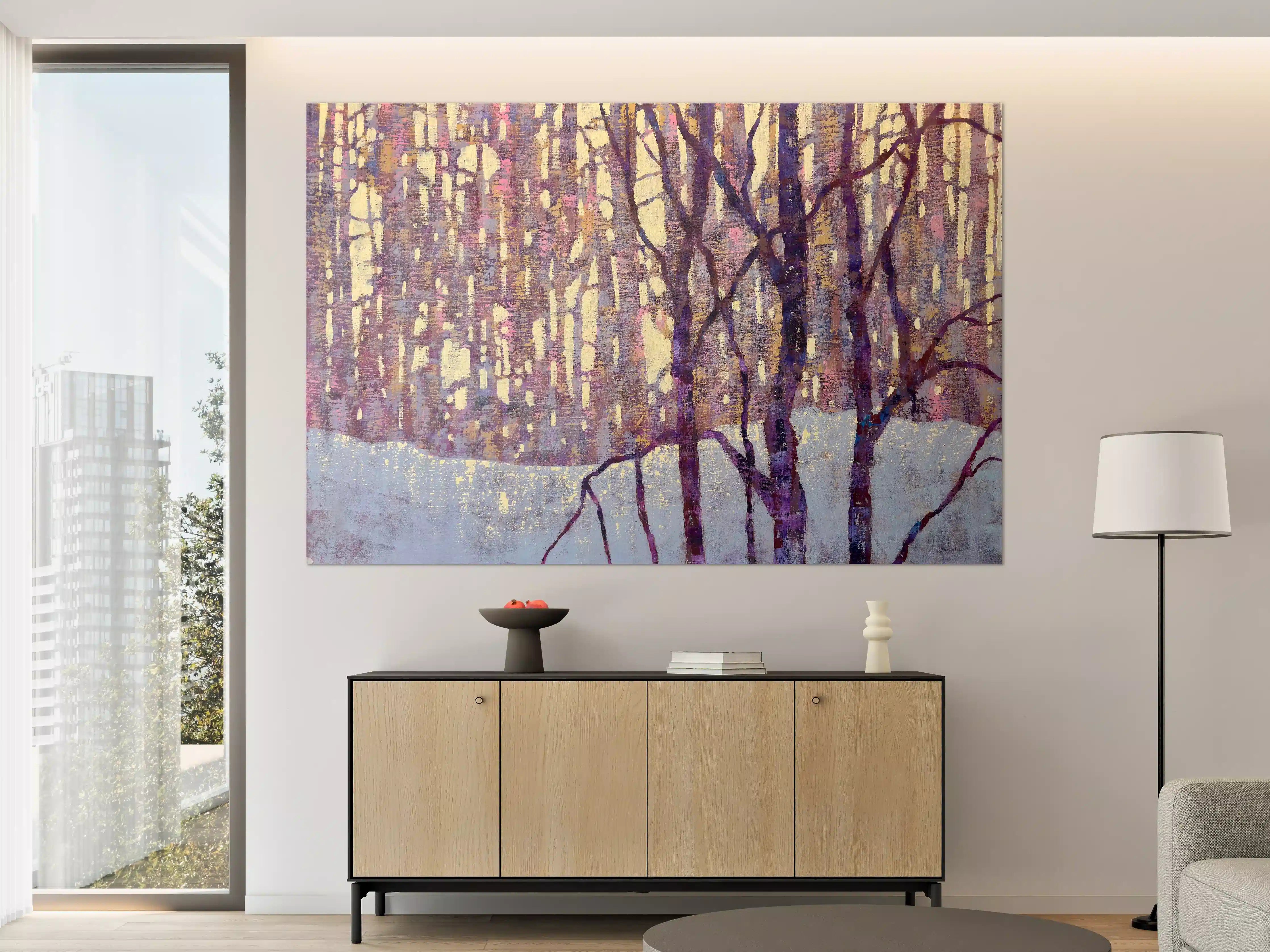 Große Wandbilder - Winterliche Baumlandschaft mit Silhouetten