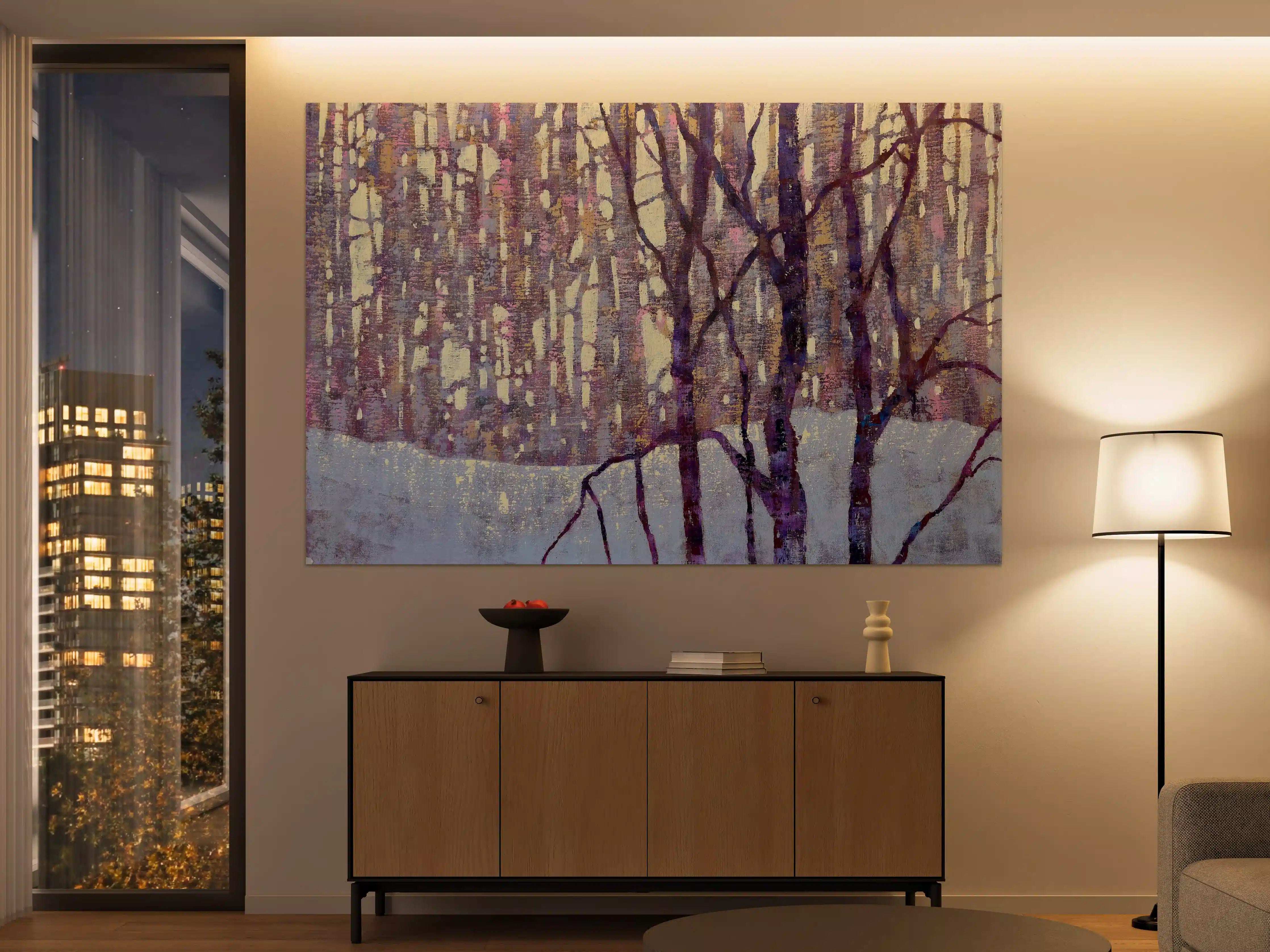 Große Wandbilder - Winterliche Baumlandschaft mit Silhouetten