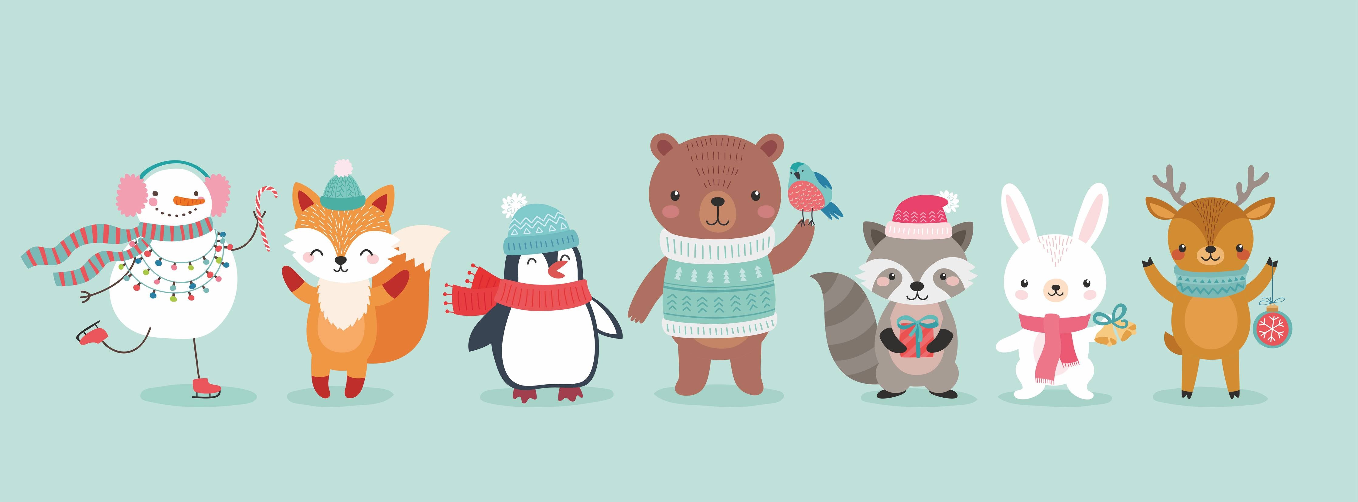 Große Wandbilder-Winterliche Tierfreunde Illustration