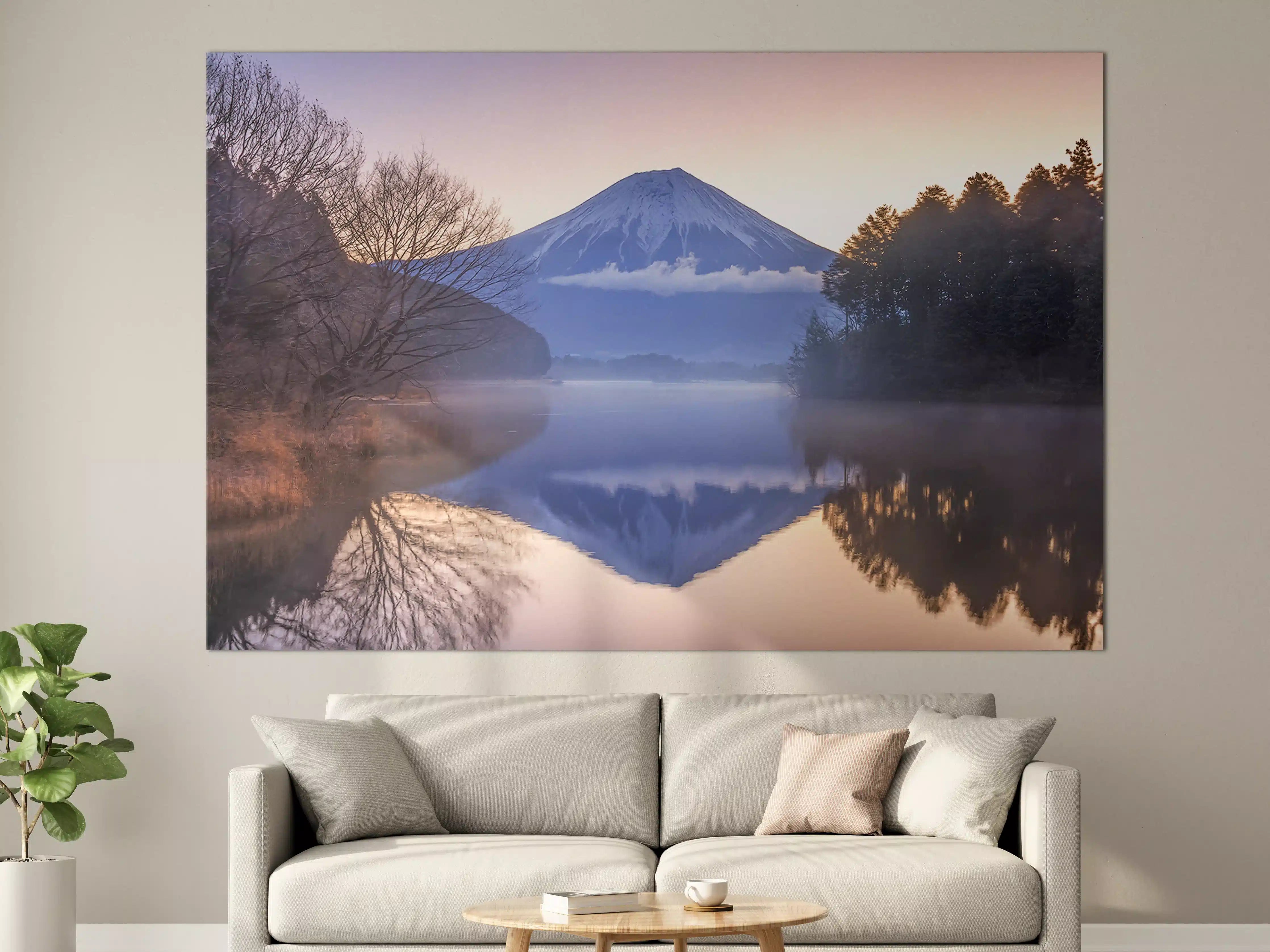 Große Wandbilder - Winterlicher Fuji-Spiegelung