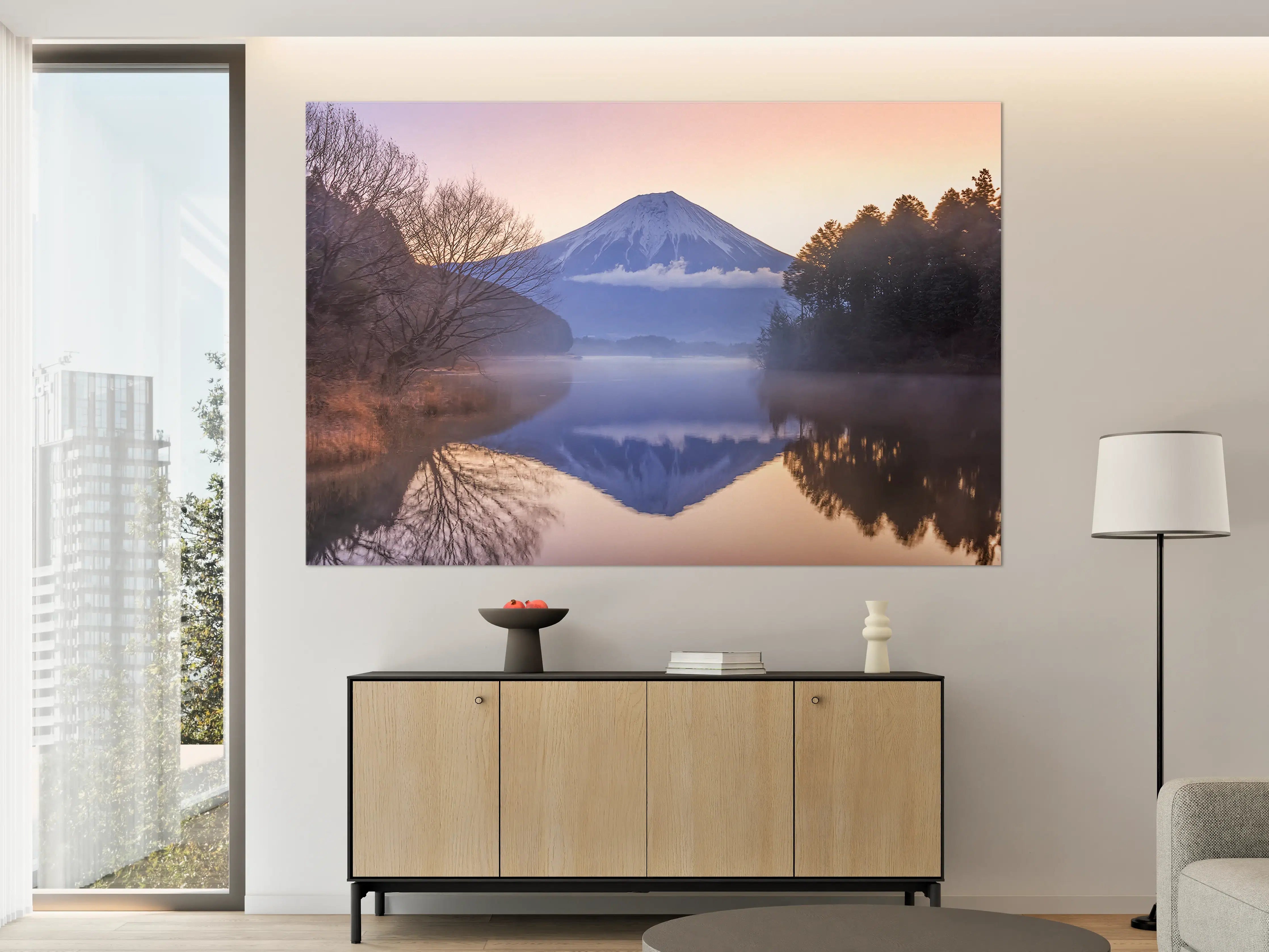 Große Wandbilder - Winterlicher Fuji-Spiegelung