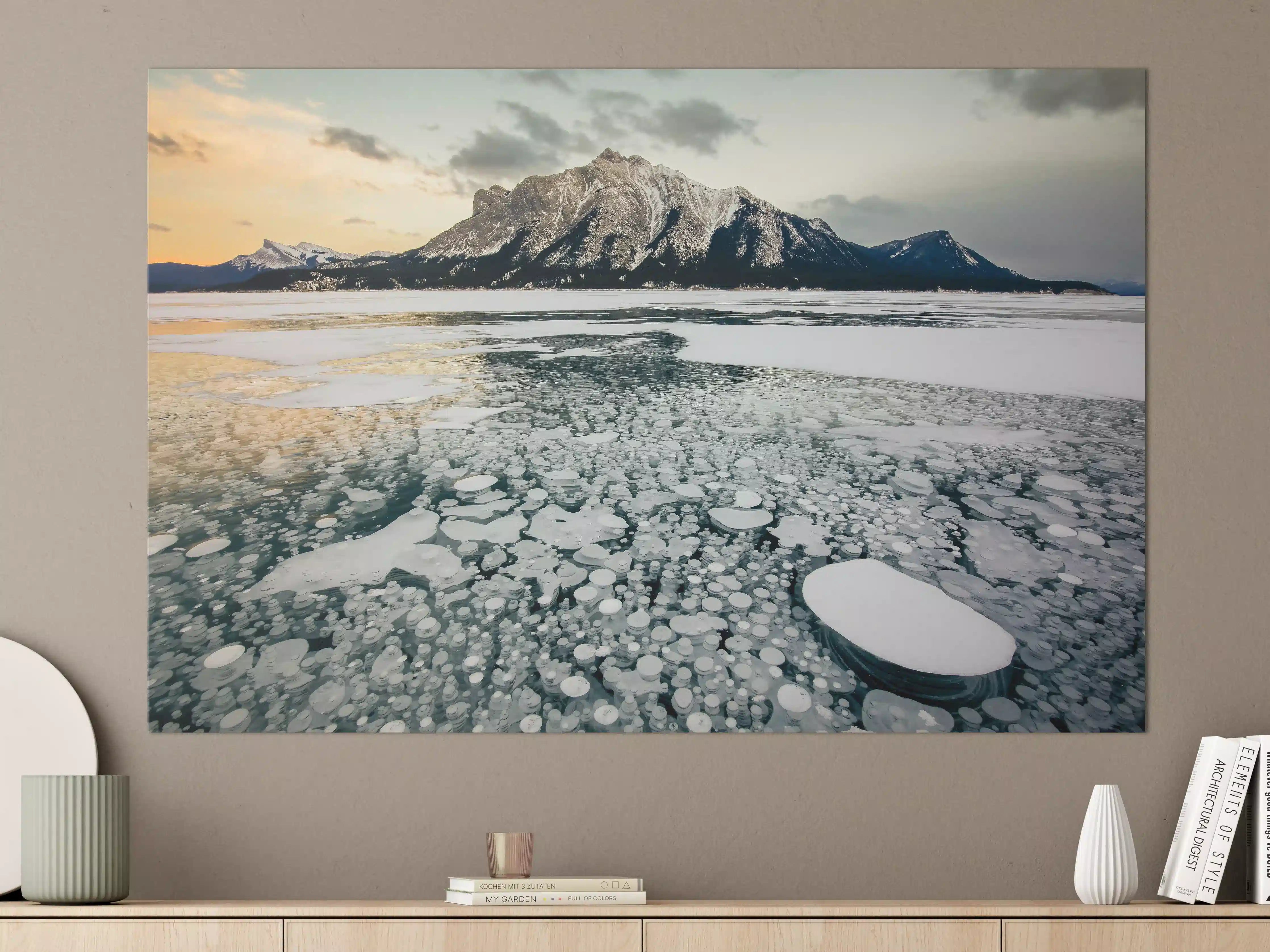 Große Wandbilder - Winterlicher See mit Eisblasen