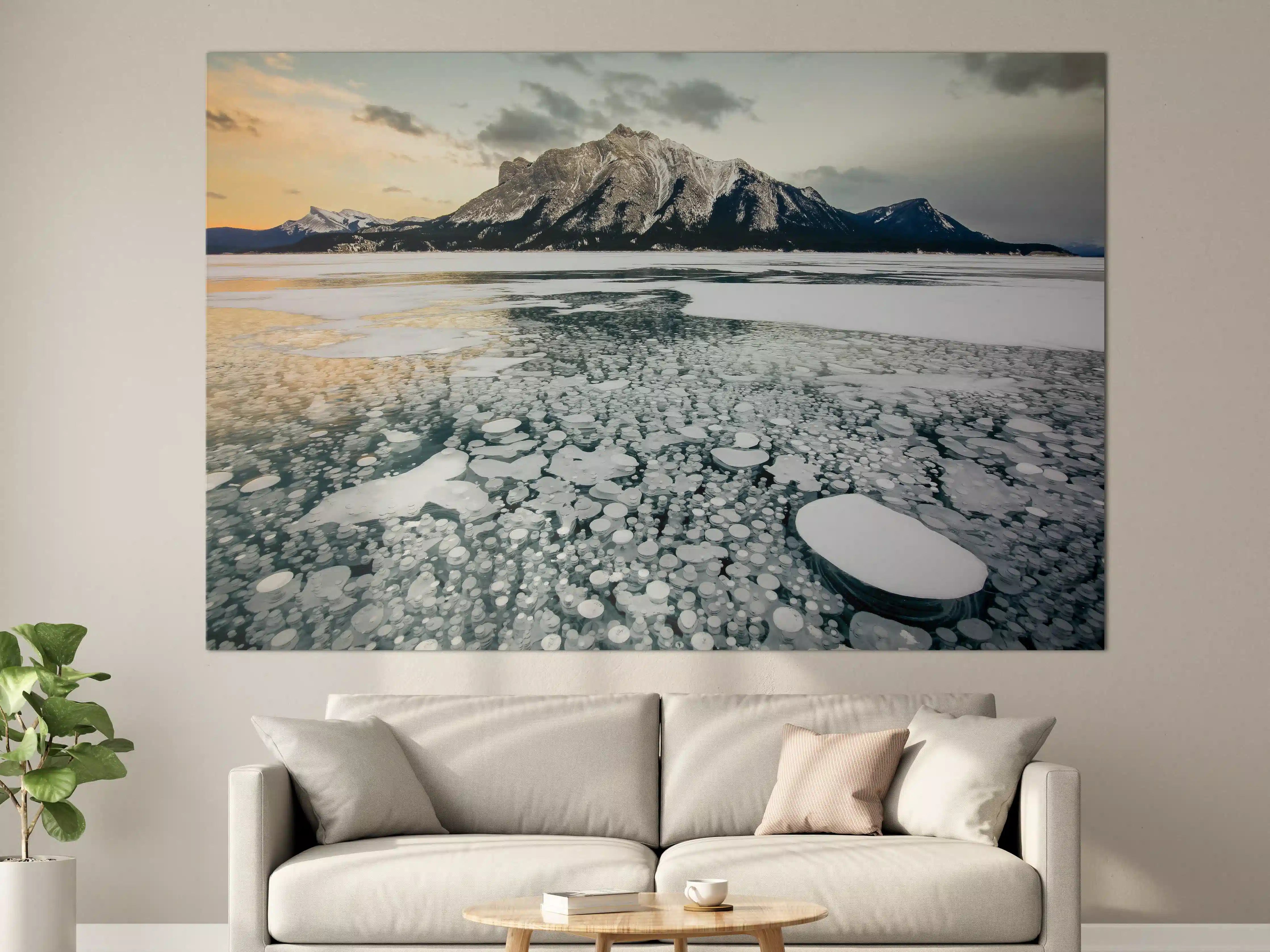 Große Wandbilder - Winterlicher See mit Eisblasen