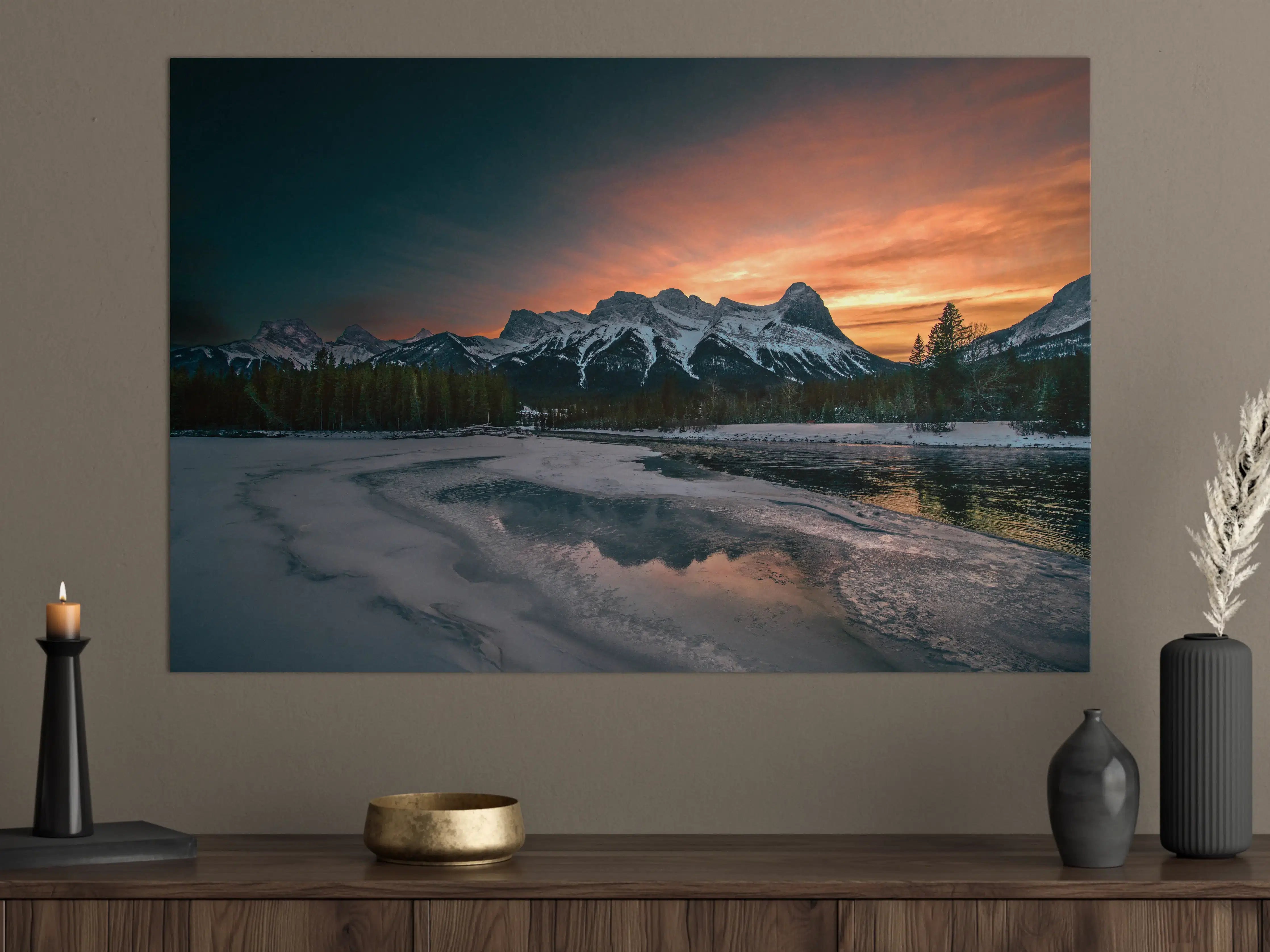 Große Wandbilder - Winterlicher Sonnenuntergang Berge