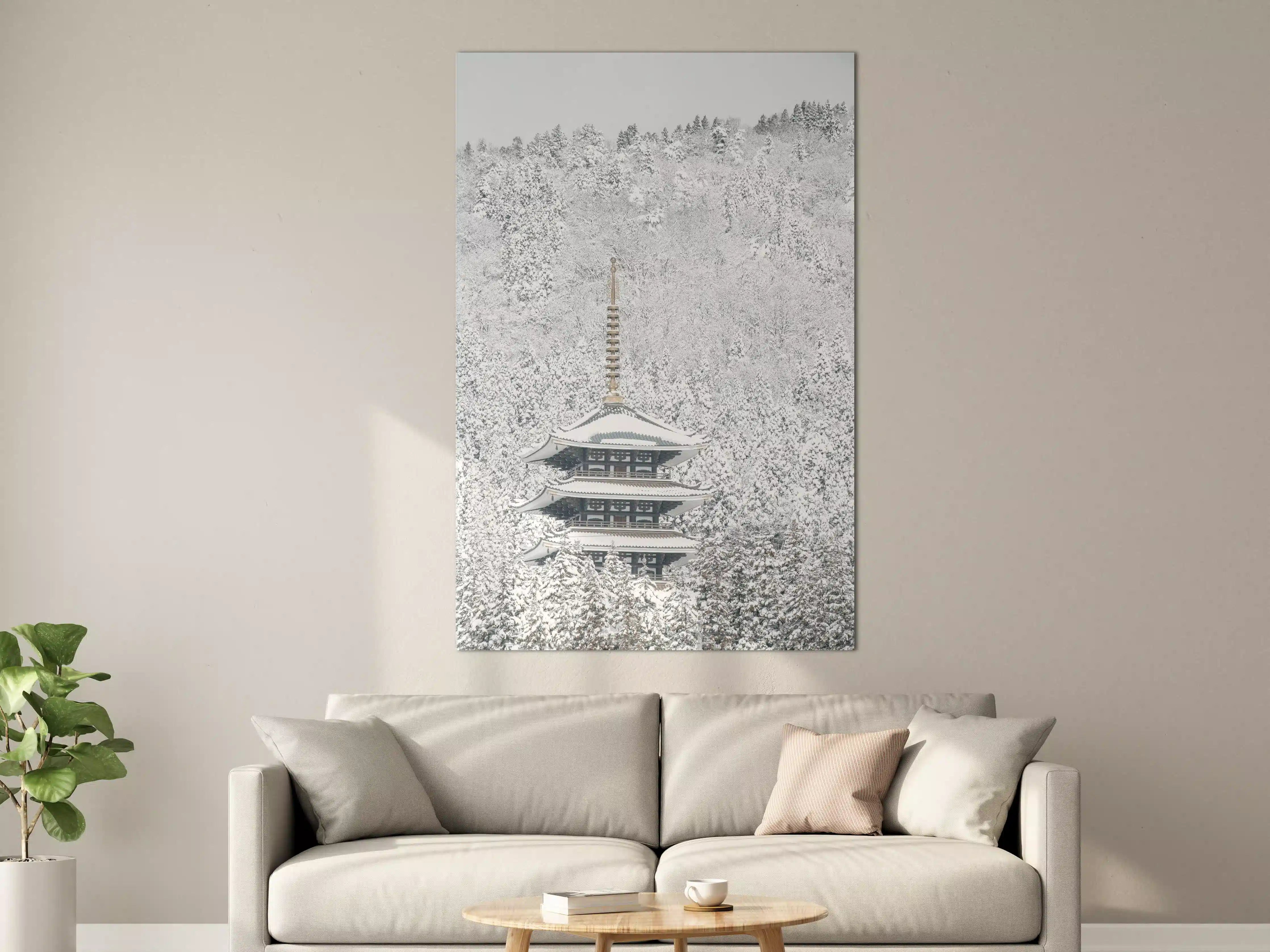 Große Wandbilder - Winterlicher Turm - Buddismus