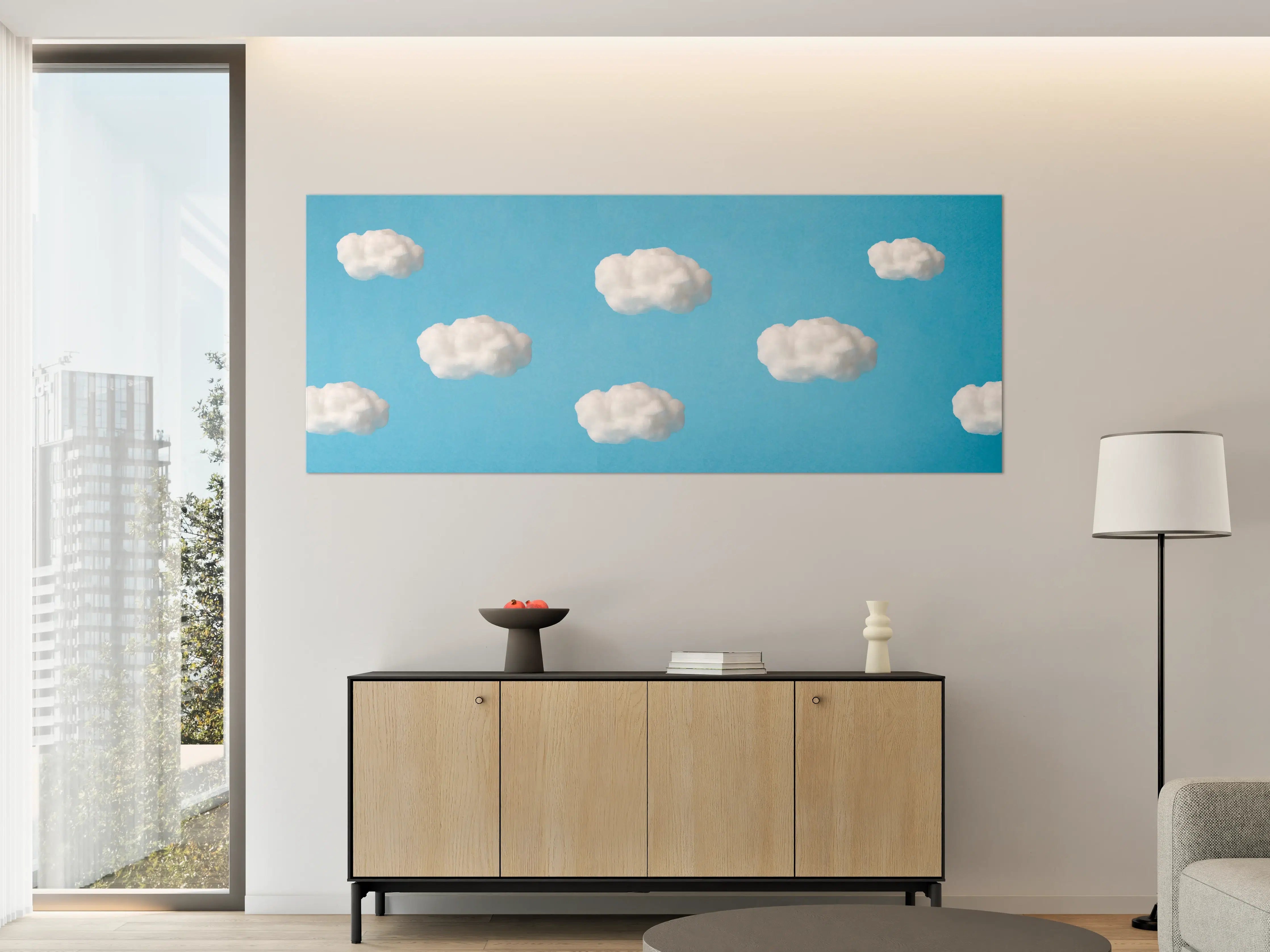Große Wandbilder - Wolke aus Watte auf himmelblauem Hintergrund