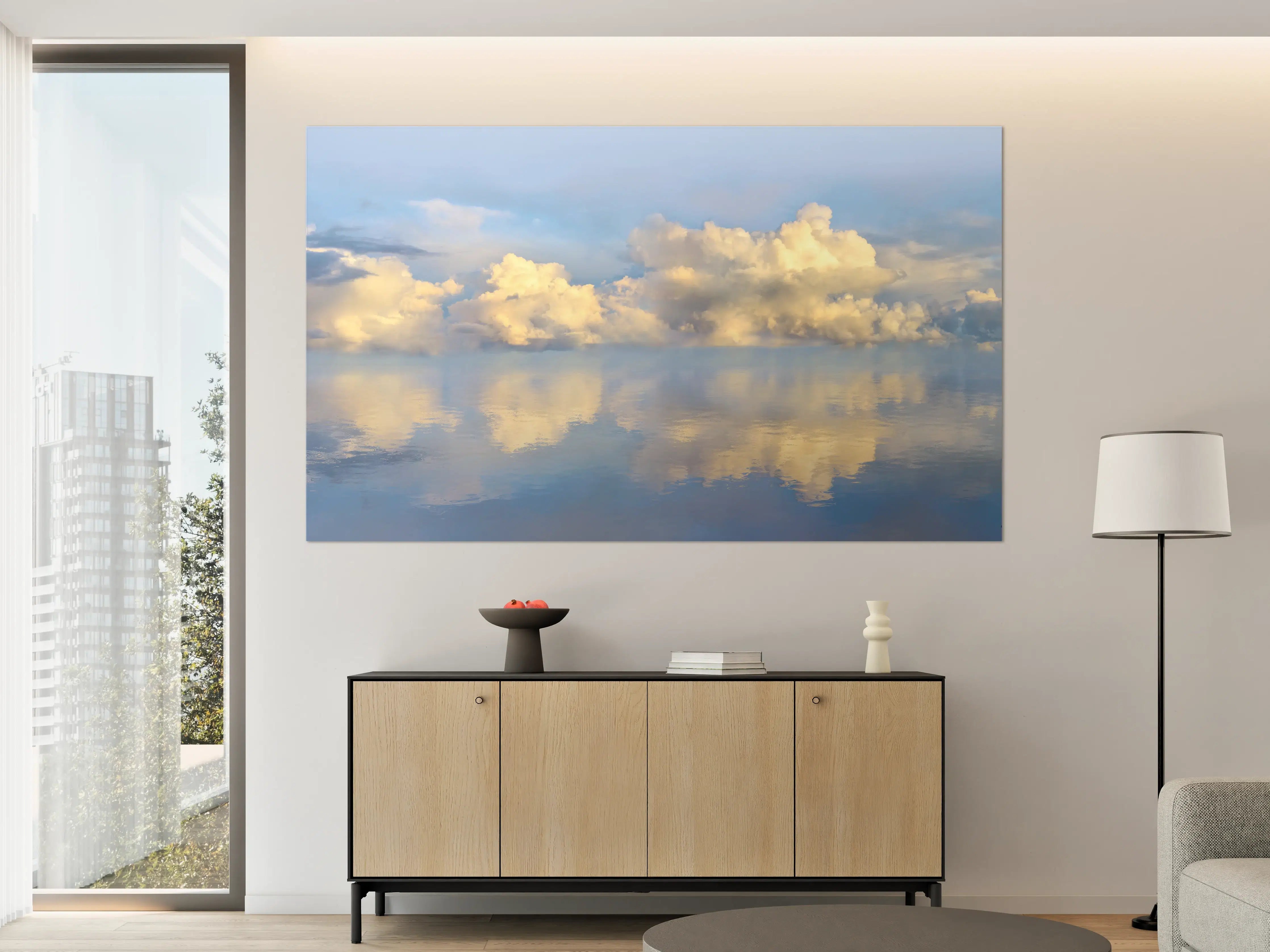 Große Wandbilder - Wolkenmeer mit spiegelnder Wasseroberfläche