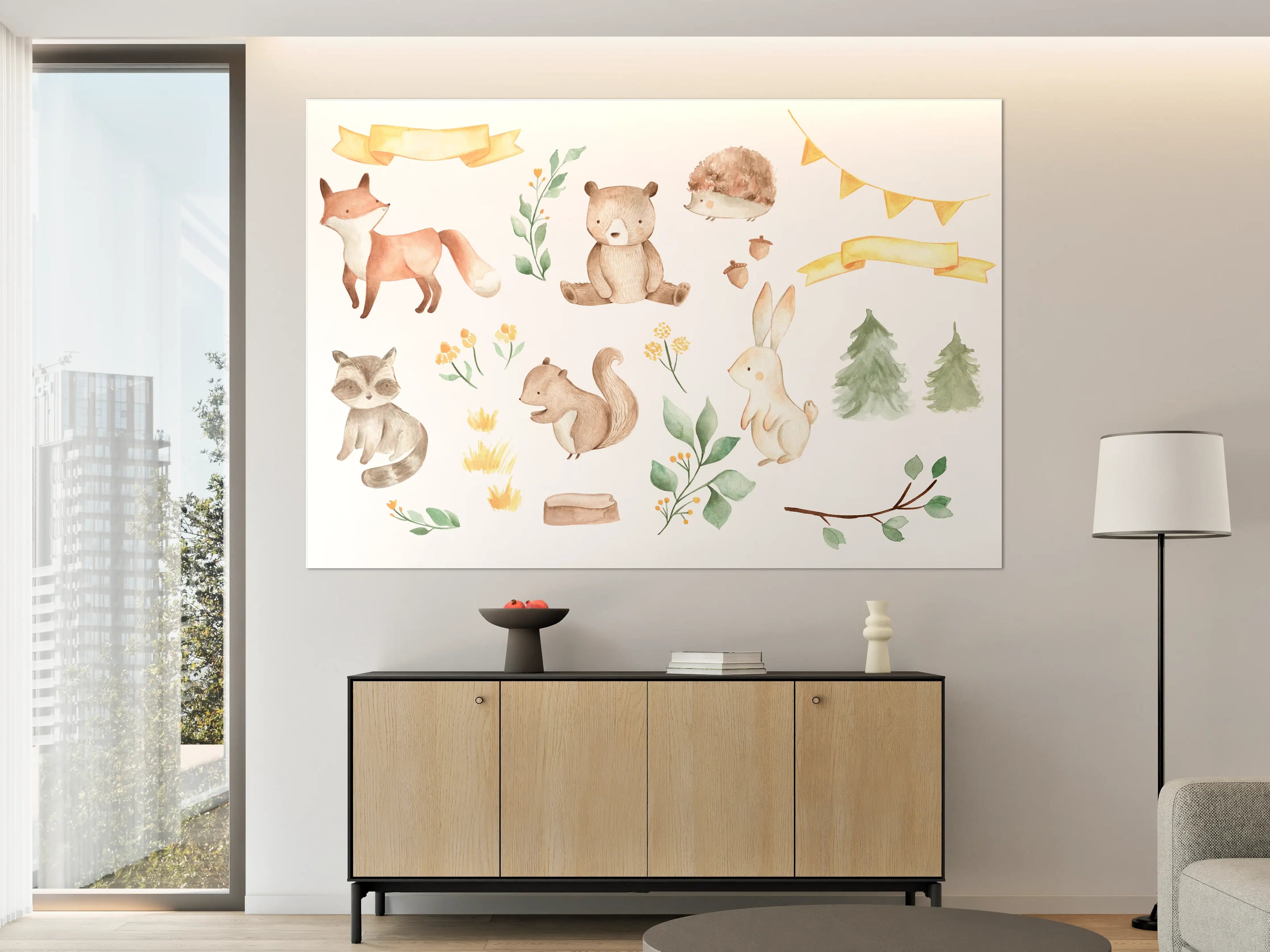 Große Wandbilder - Woodland Tiere - Aquarell