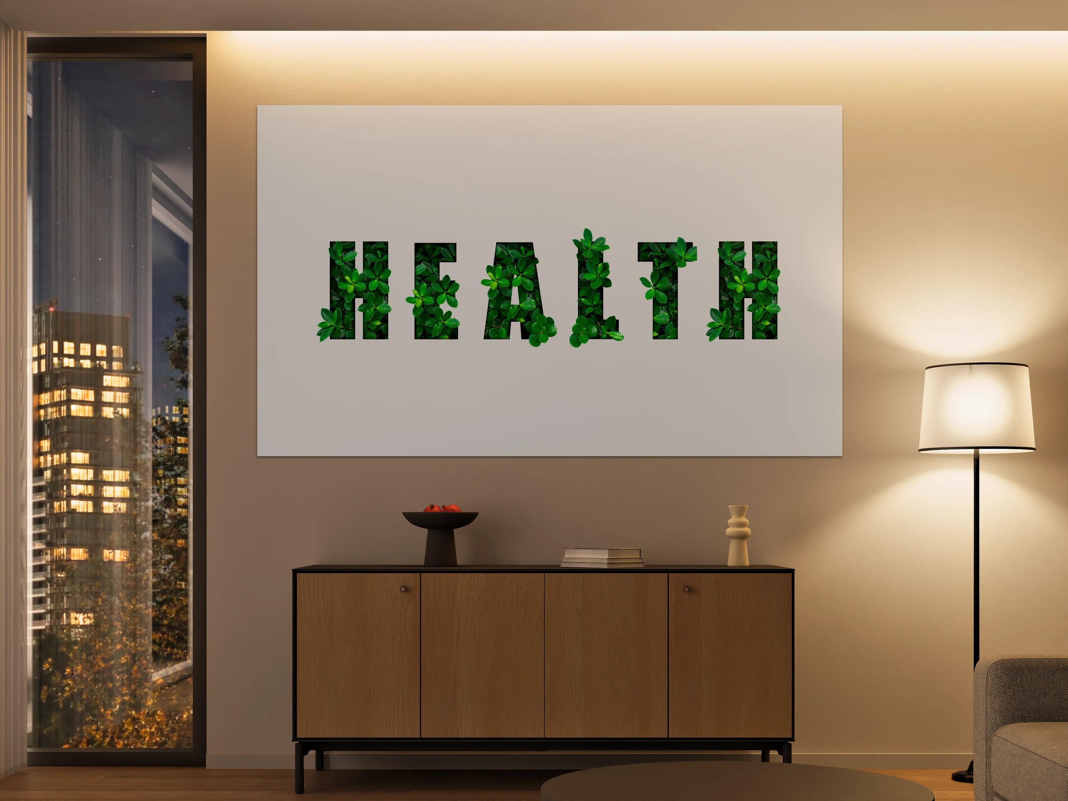Große Wandbilder - Wort HEALTH aus grünen Blättern