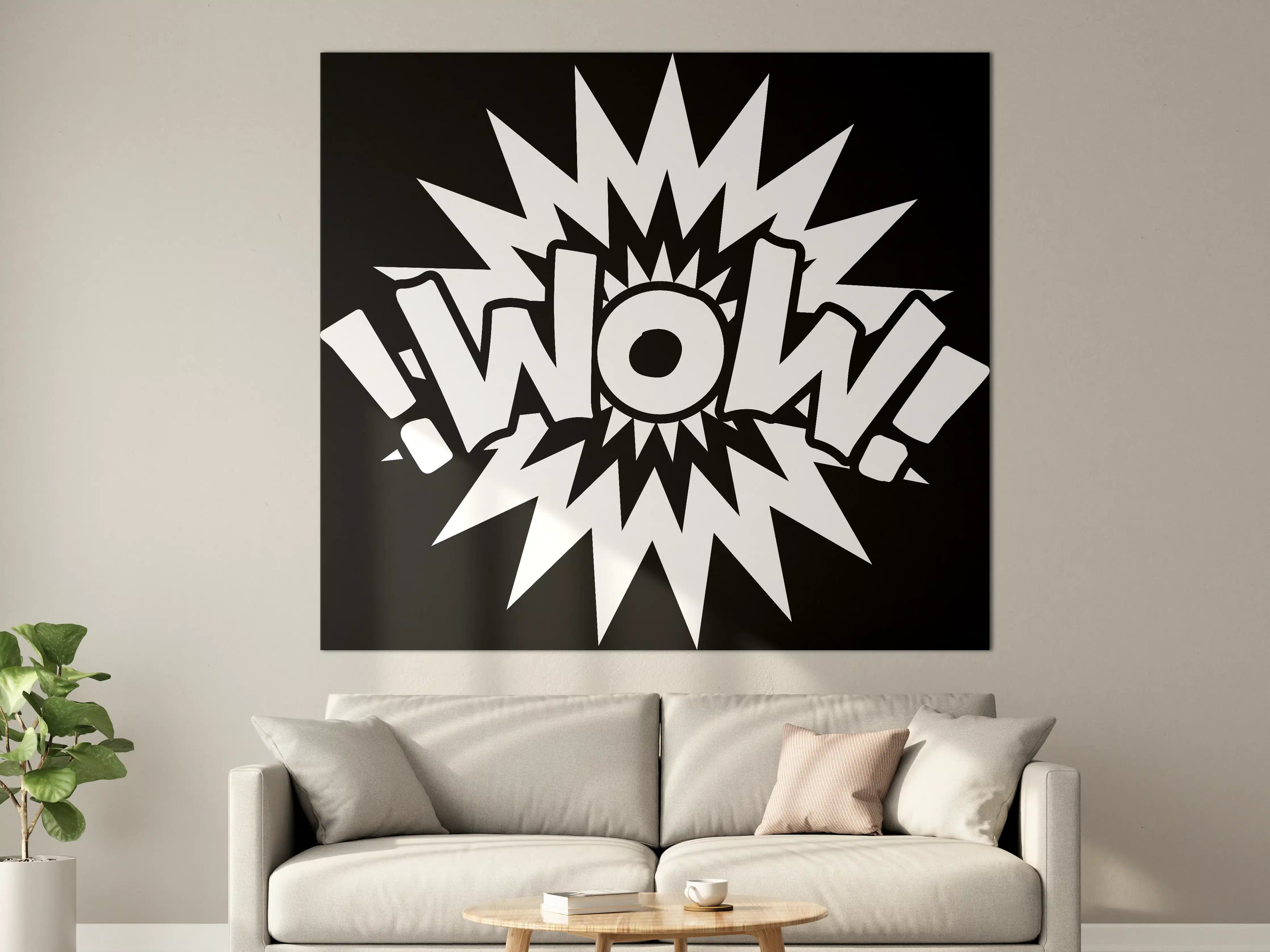 Große Wandbilder - Wow-Comic-Design in Schwarz-Weiß