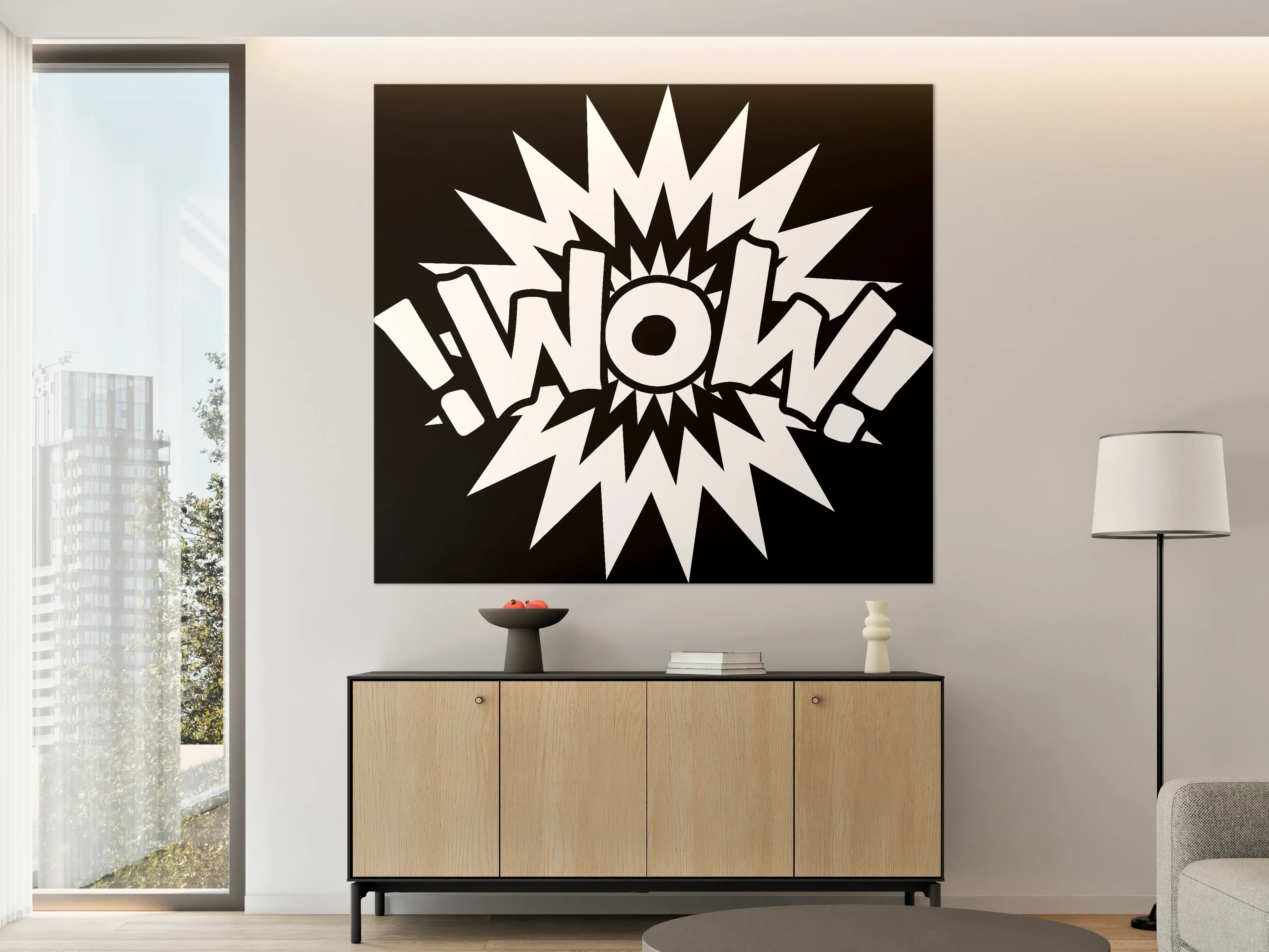 Große Wandbilder - Wow-Comic-Design in Schwarz-Weiß