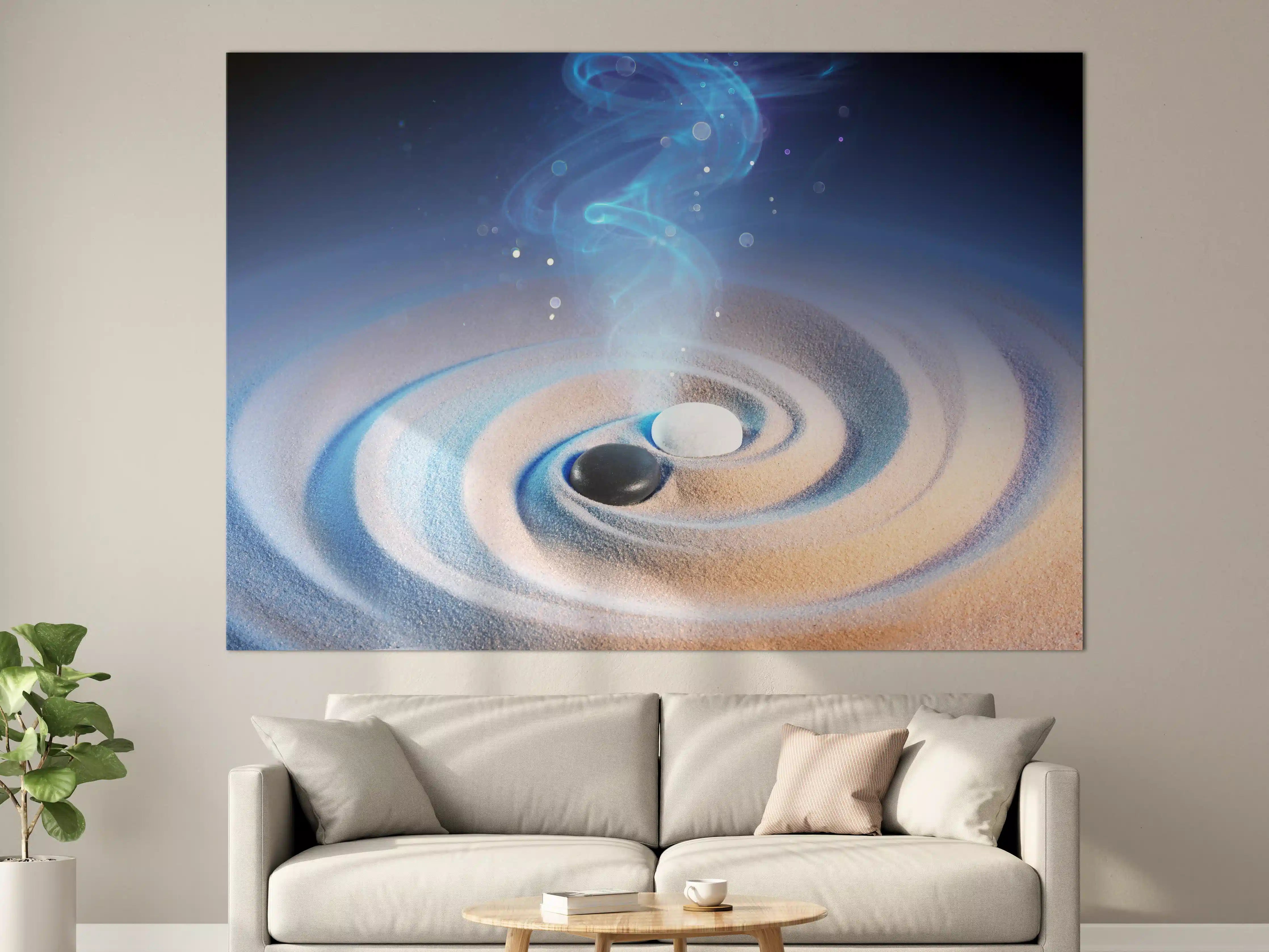 Große Wandbilder - Yin und Yang Steine im Sand