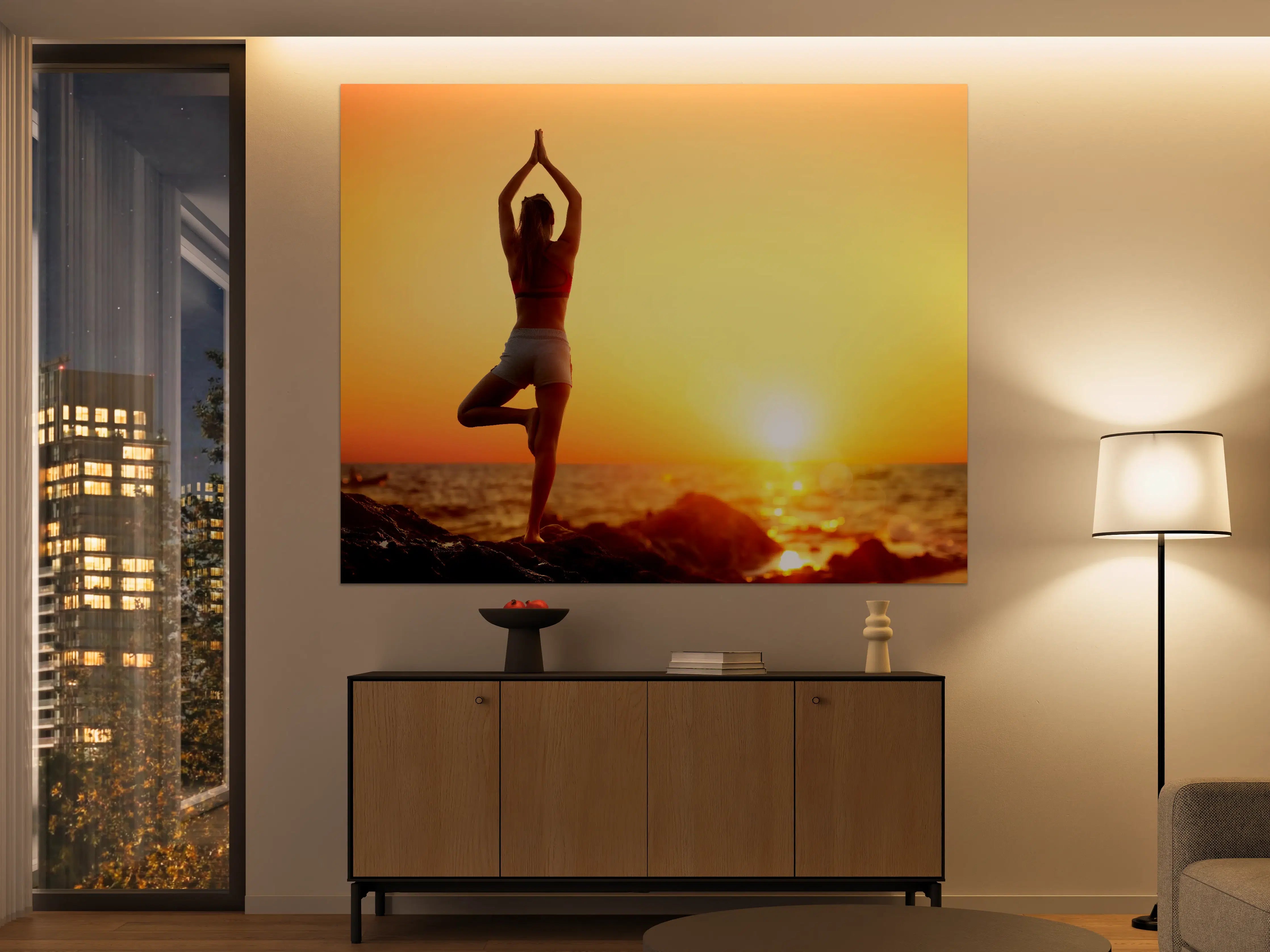 Große Wandbilder - Yoga bei Sonnenuntergang