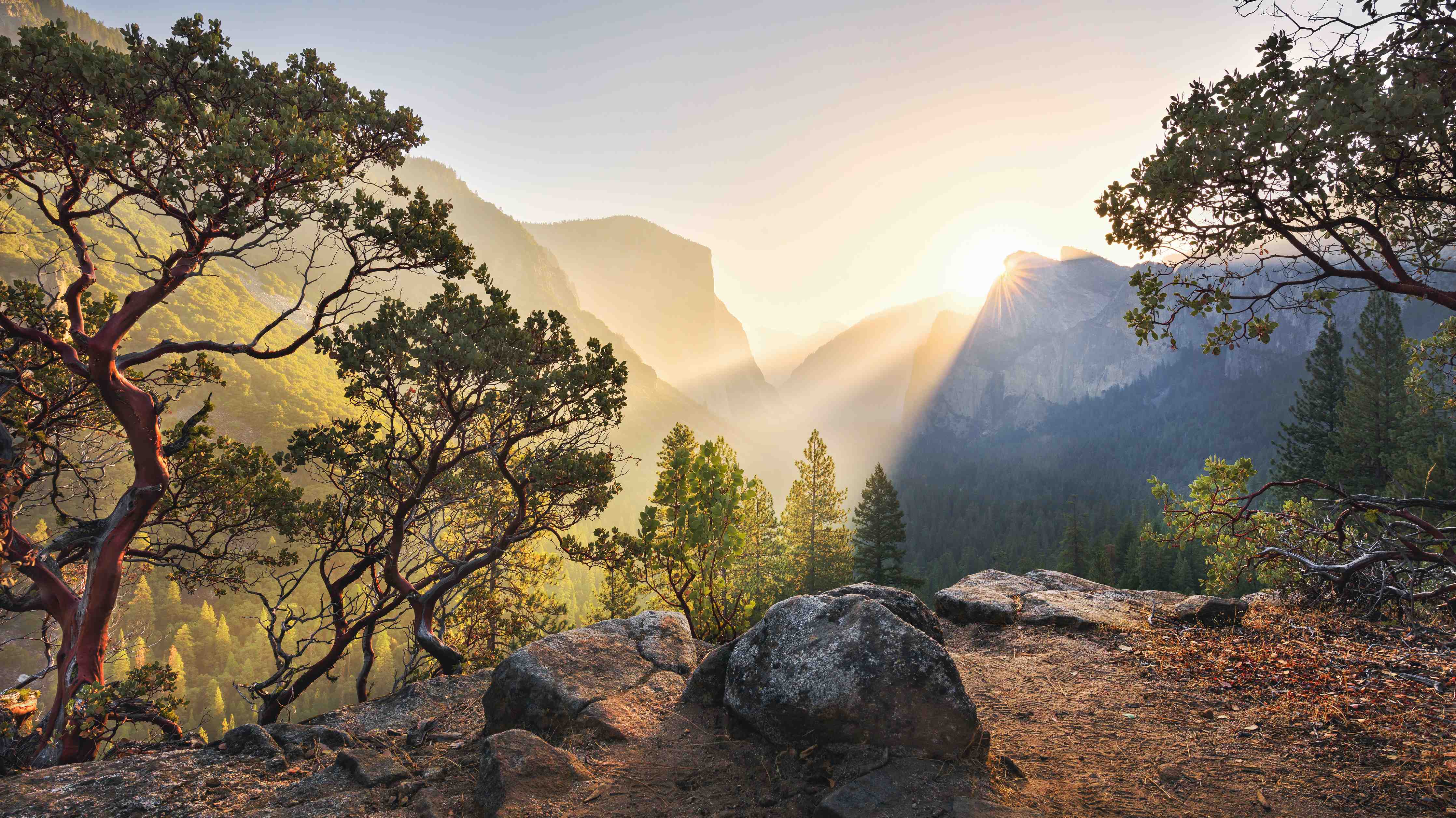 Große Wandbilder-Yosemite Sonnenstrahlen Panorama