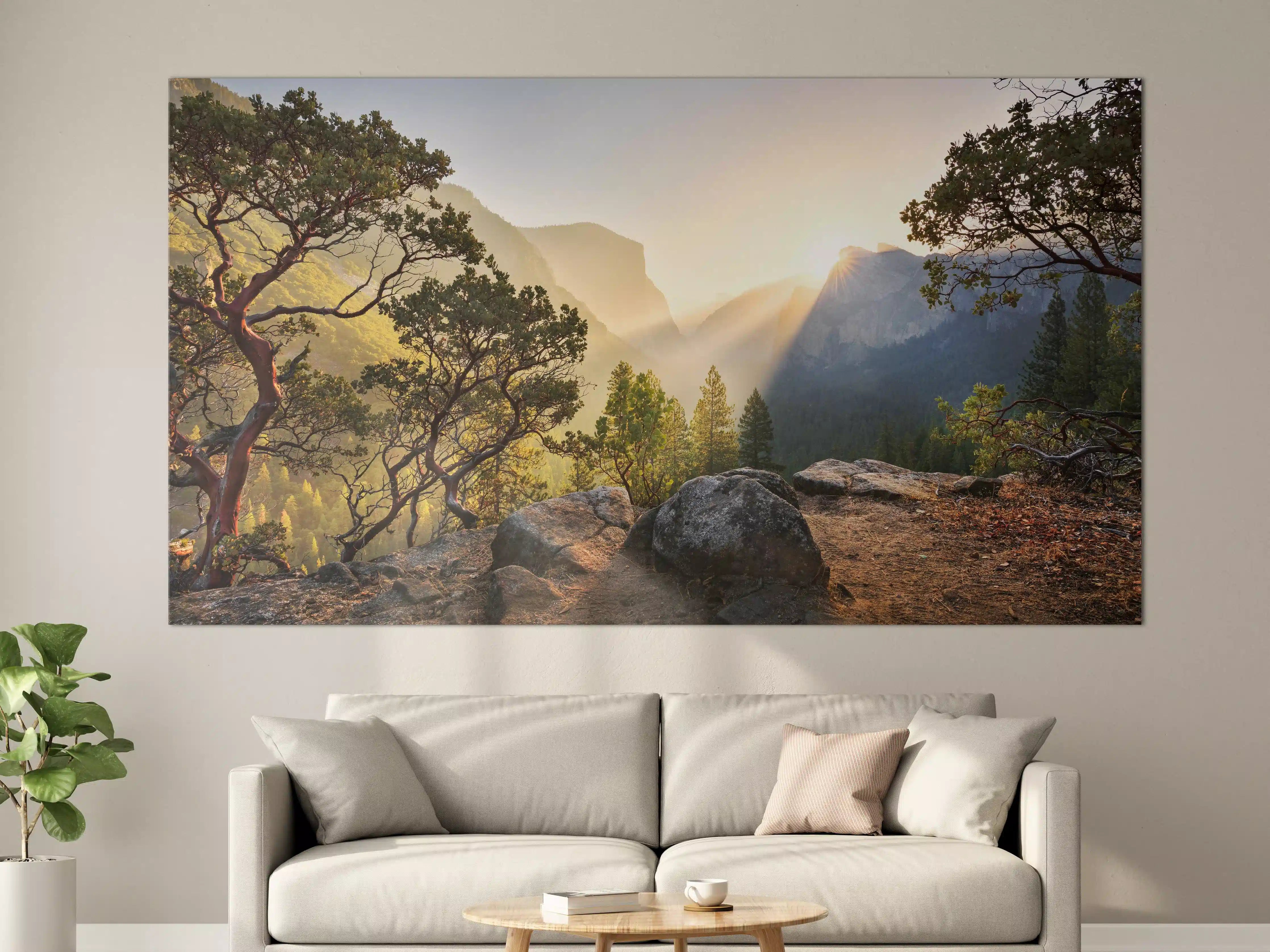 Große Wandbilder - Yosemite Sonnenstrahlen Panorama