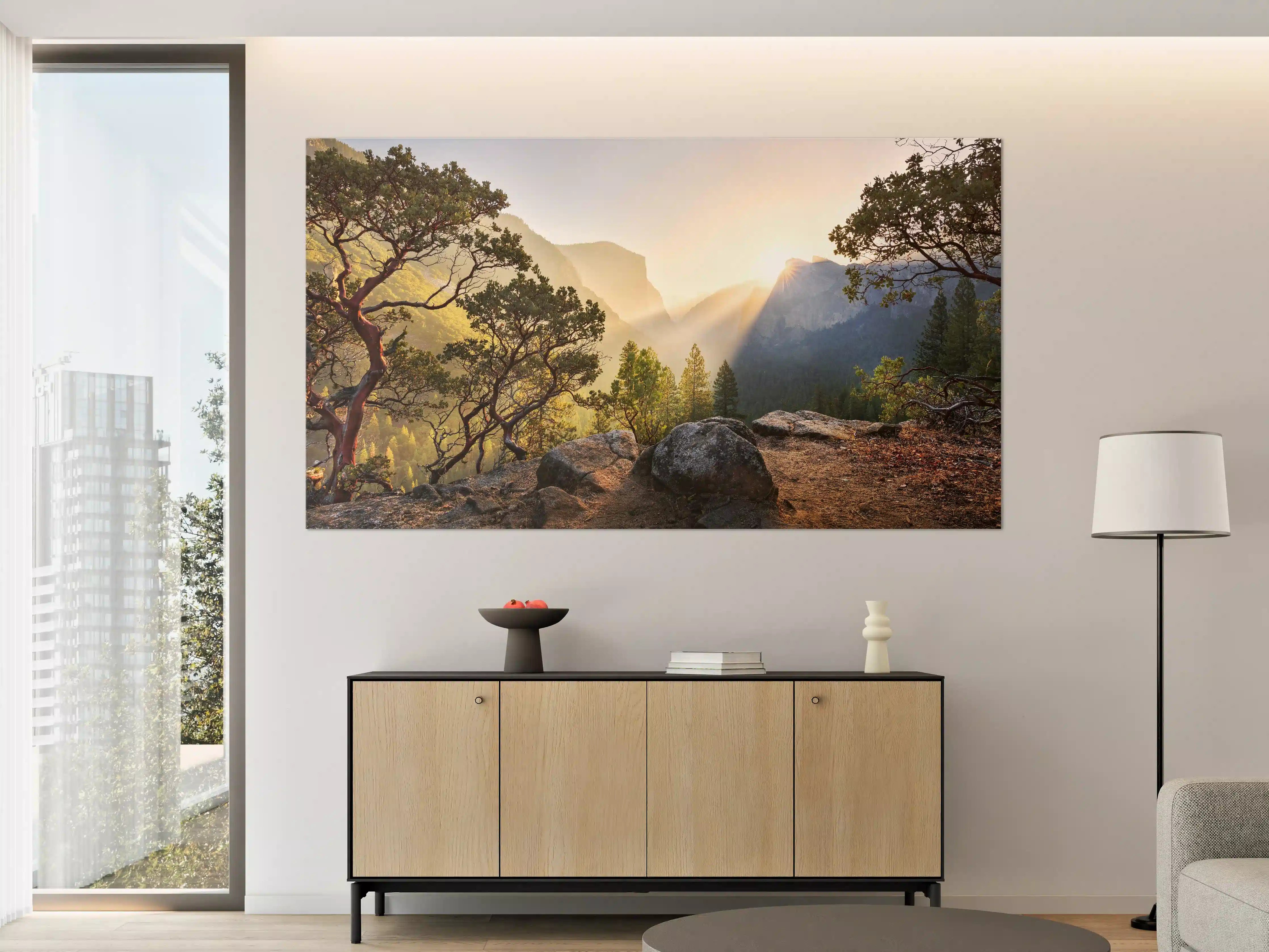 Große Wandbilder - Yosemite Sonnenstrahlen Panorama