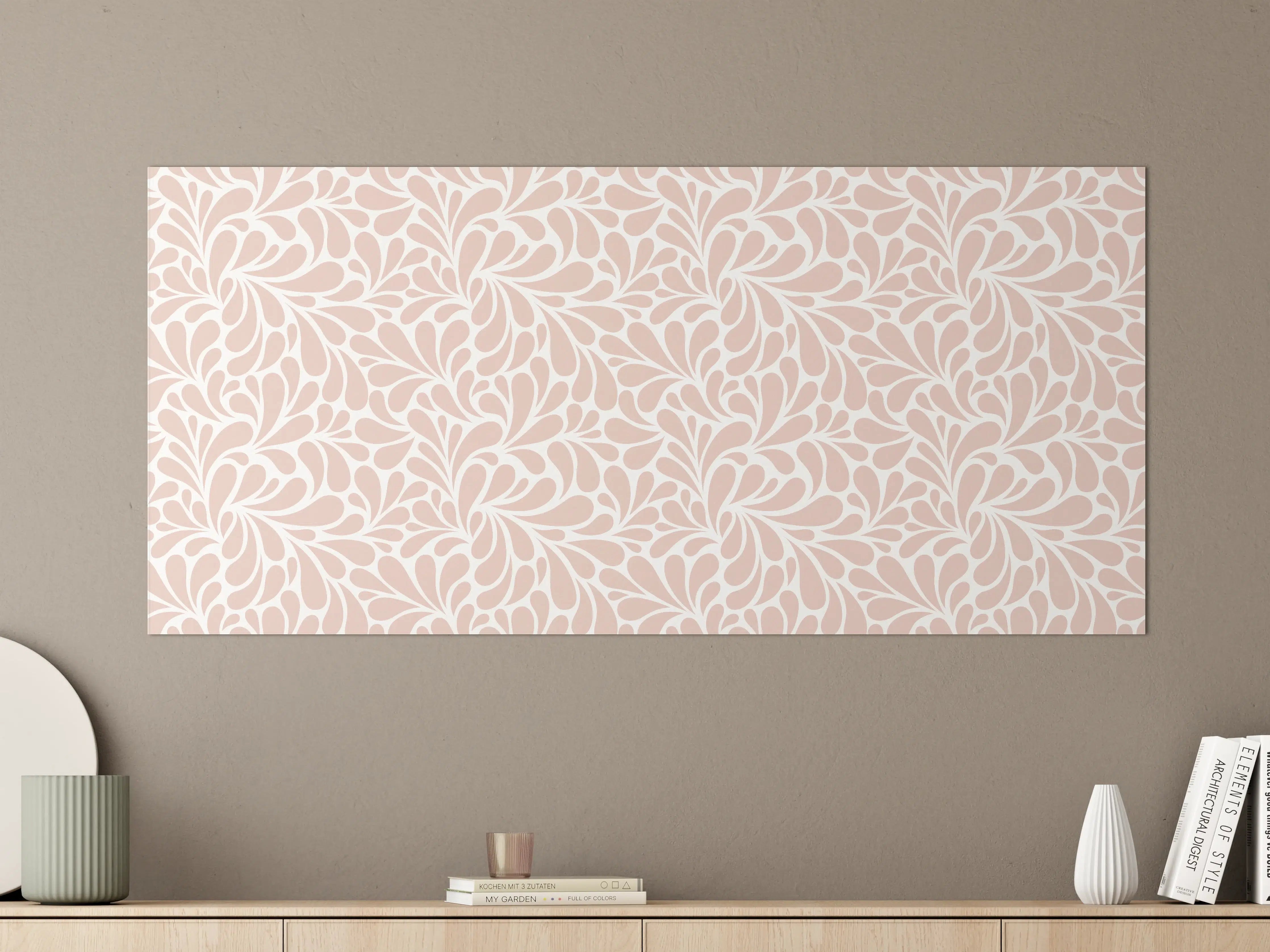 Große Wandbilder - Zarte Beige-Weiße Blumenmuster-Textur