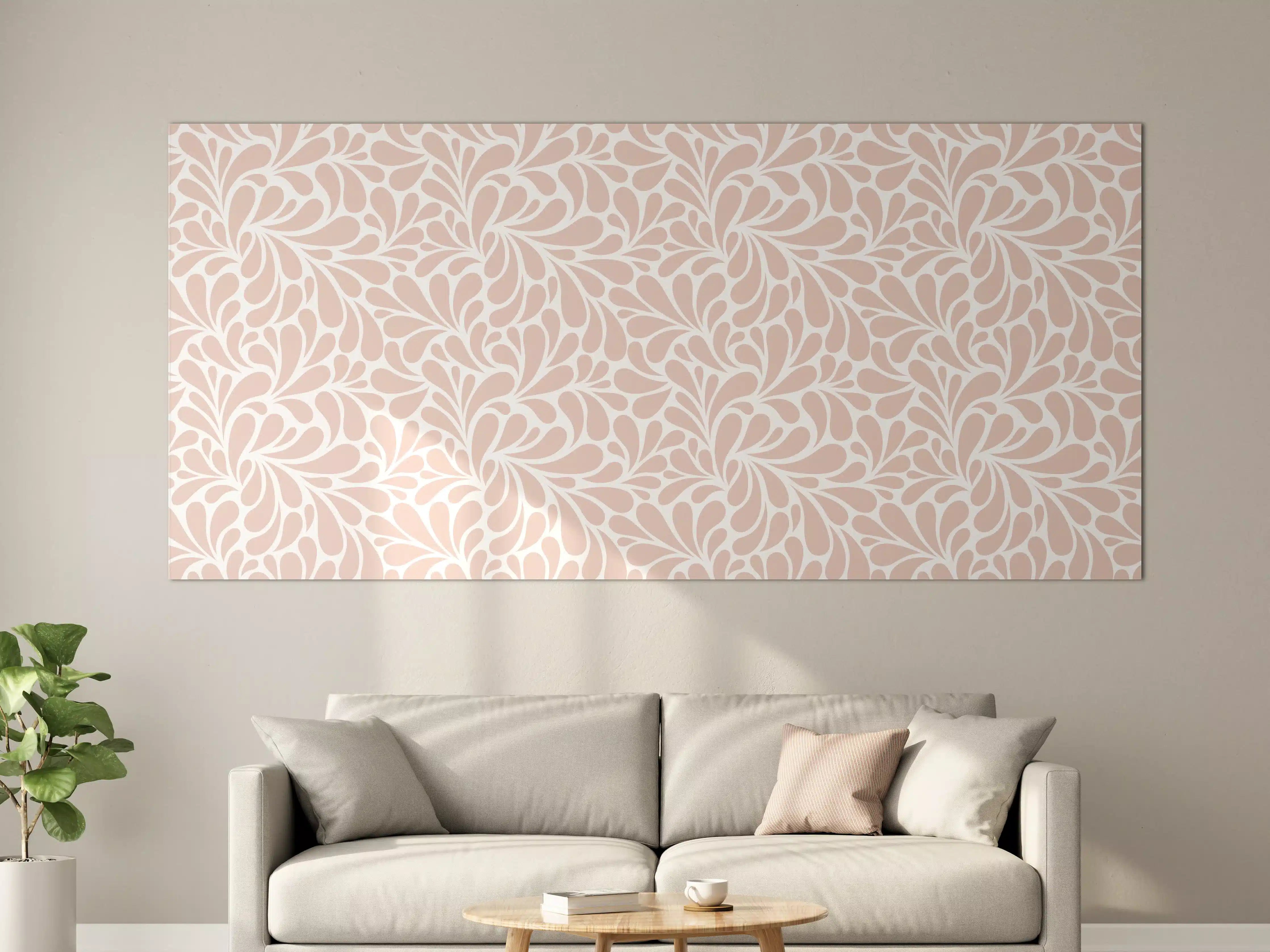 Große Wandbilder - Zarte Beige-Weiße Blumenmuster-Textur