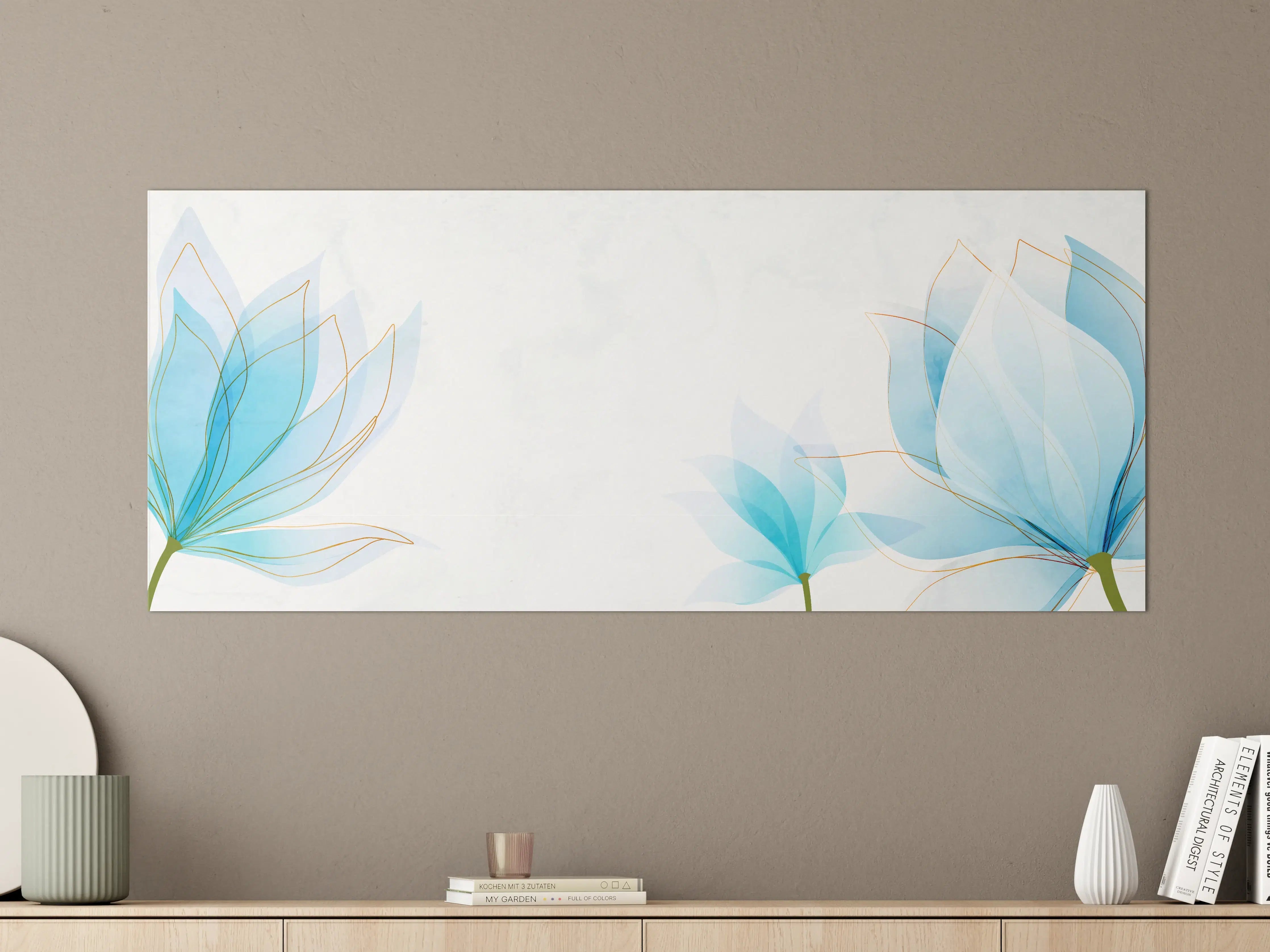 Große Wandbilder - Zarte Blaue Blumen Illustration