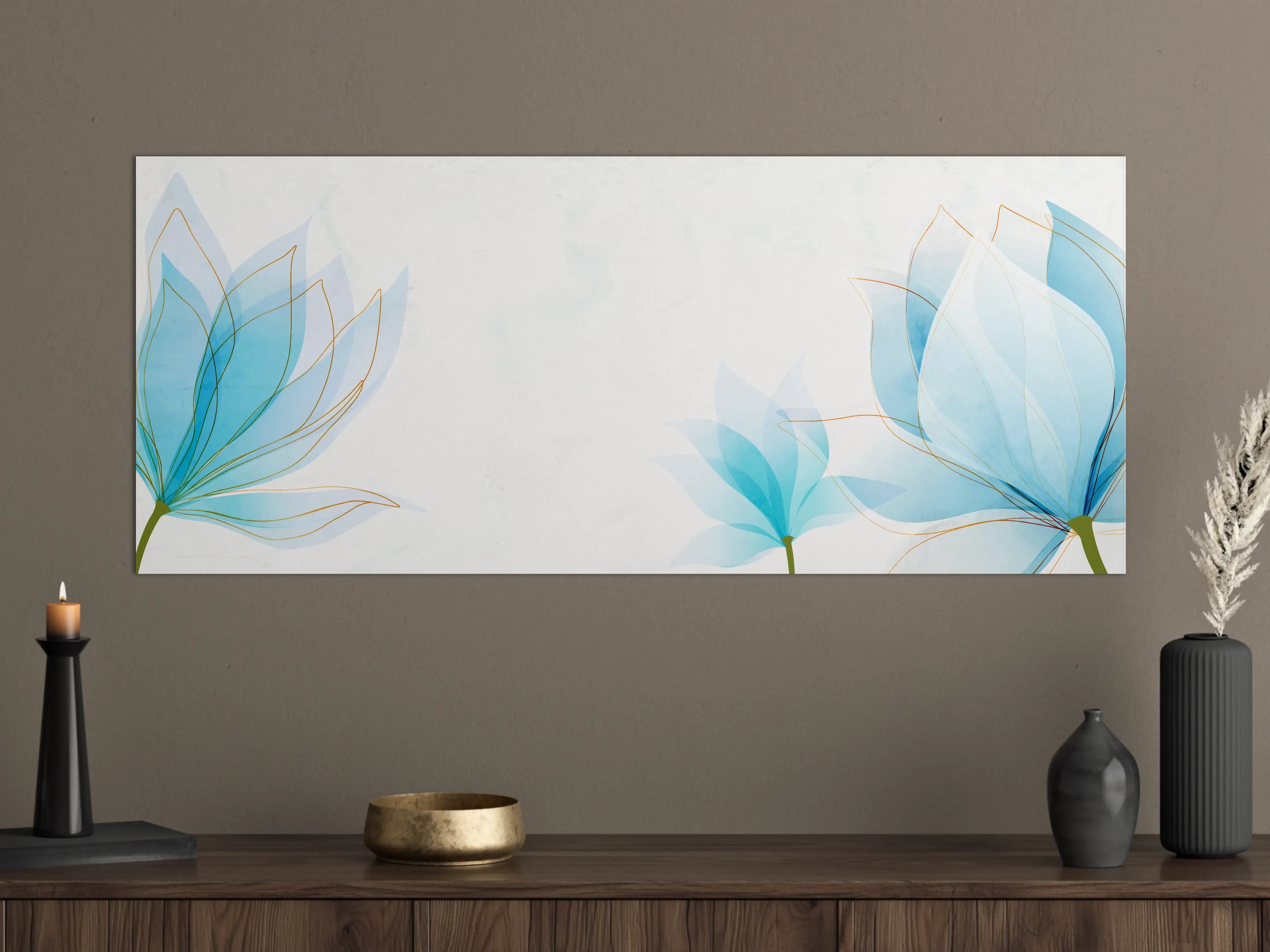 Große Wandbilder - Zarte Blaue Blumen Illustration