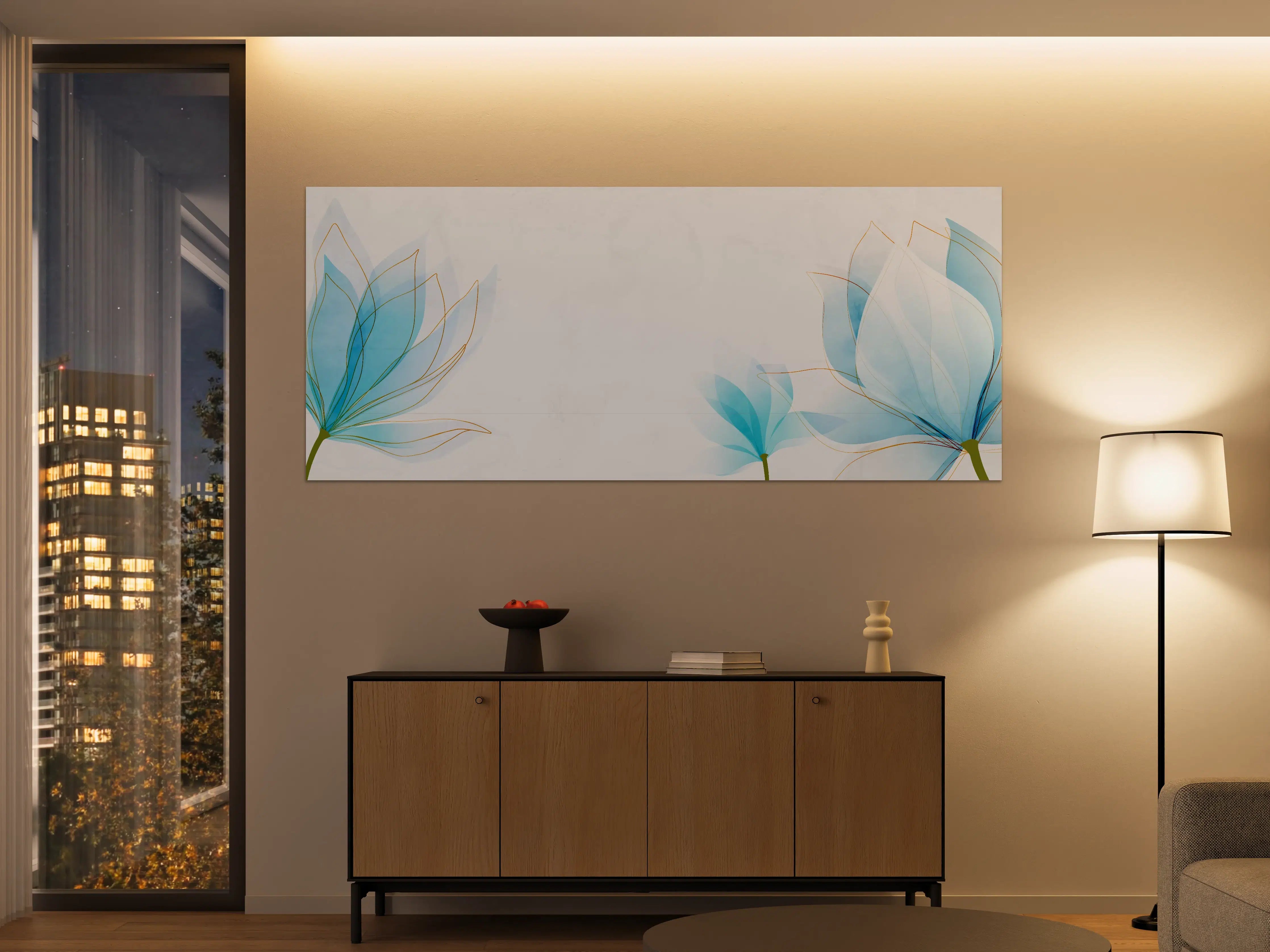 Große Wandbilder - Zarte Blaue Blumen Illustration