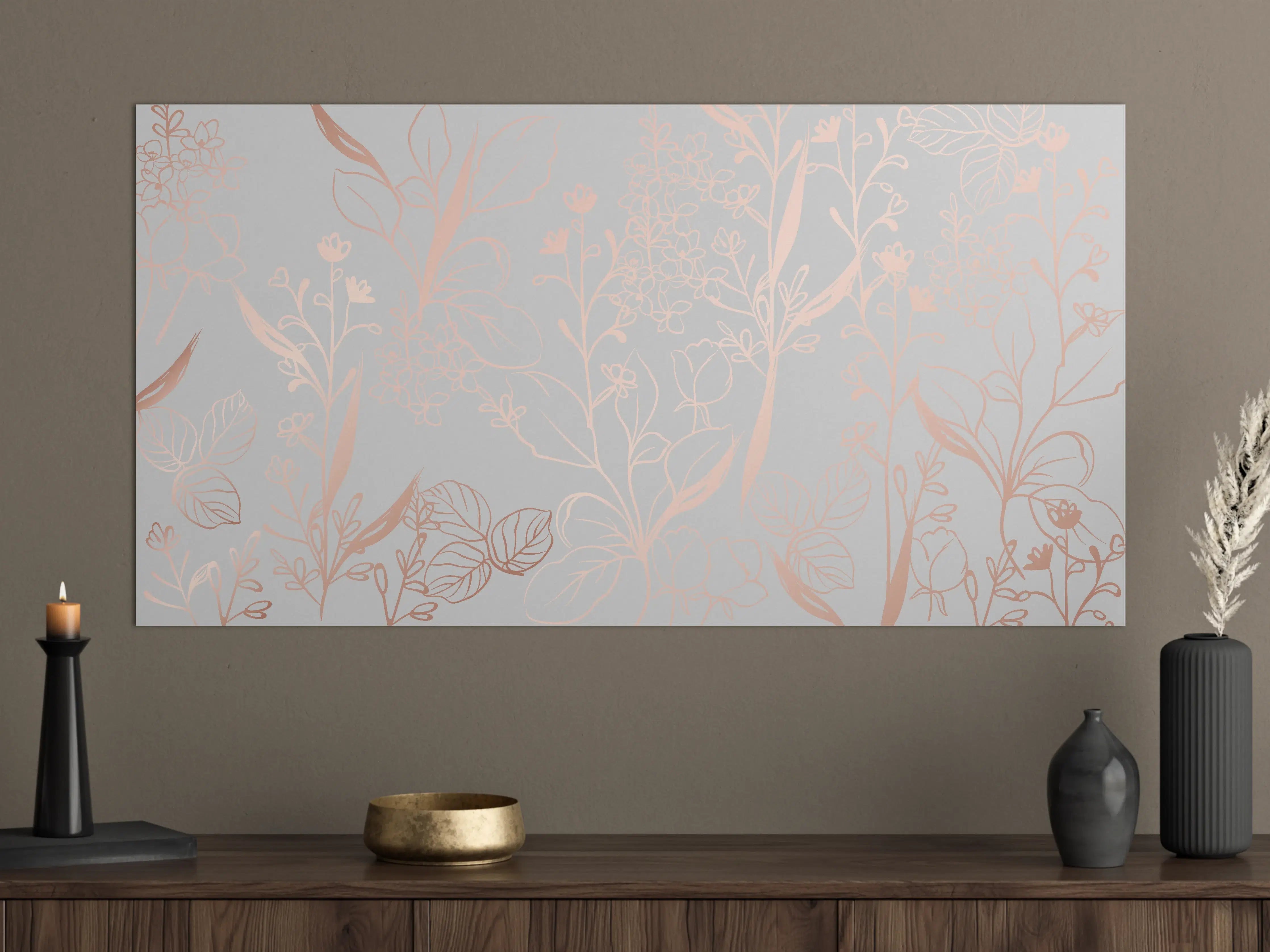 Große Wandbilder - Zarte Blütenillustration Beige-Rosa