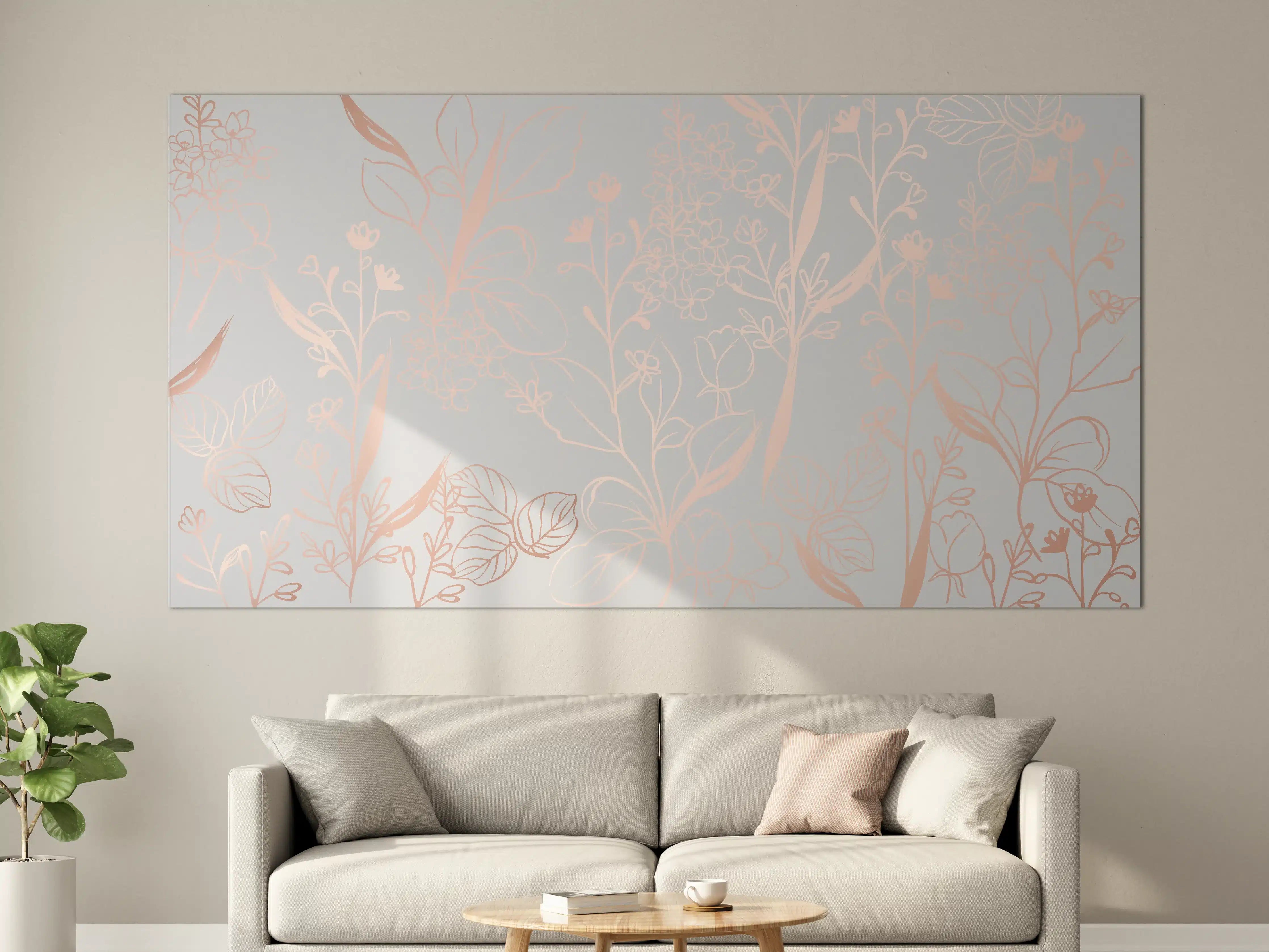 Große Wandbilder - Zarte Blütenillustration Beige-Rosa