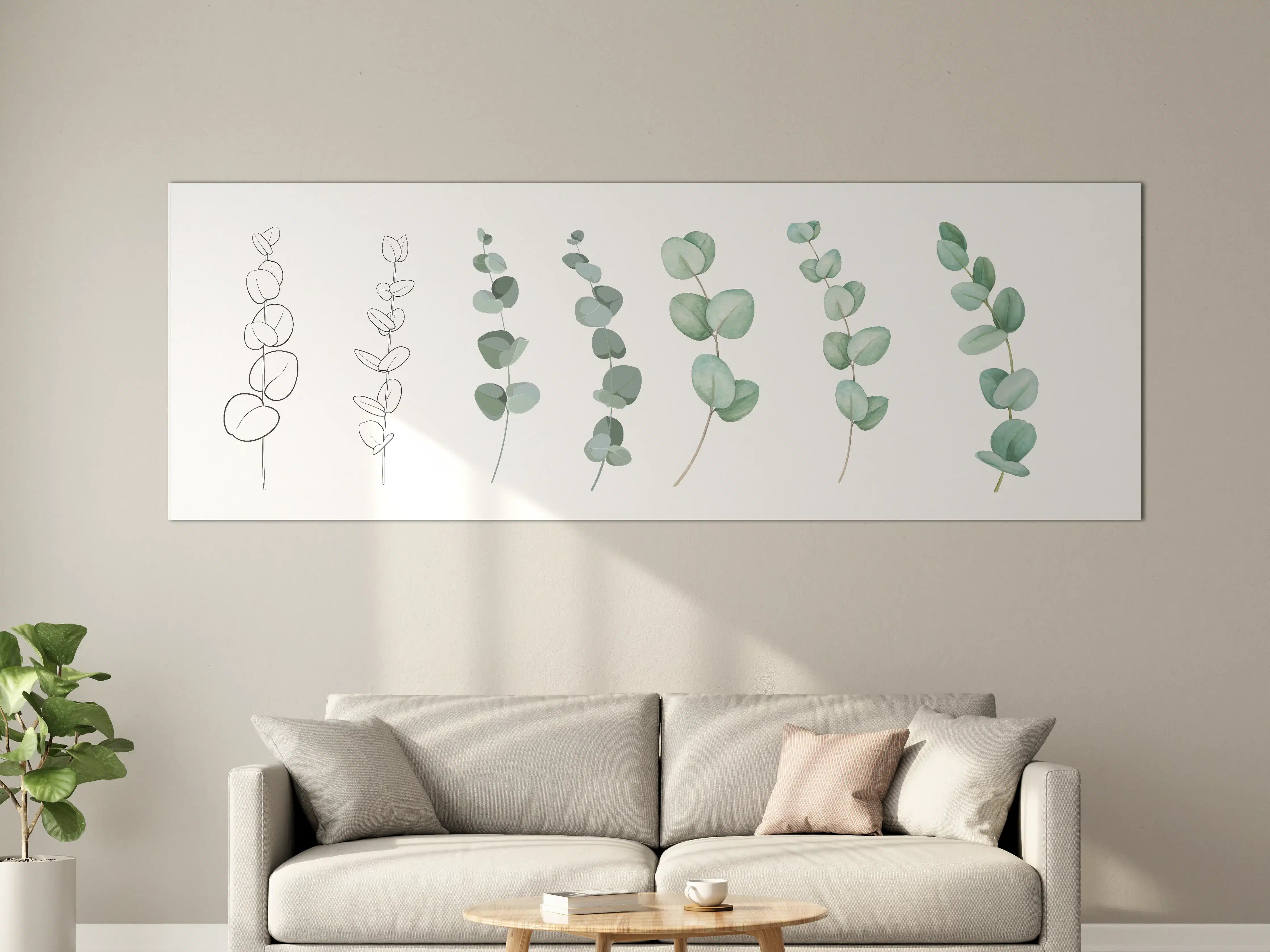 Große Wandbilder - Zarte Eukalyptus Aquarell-Motive