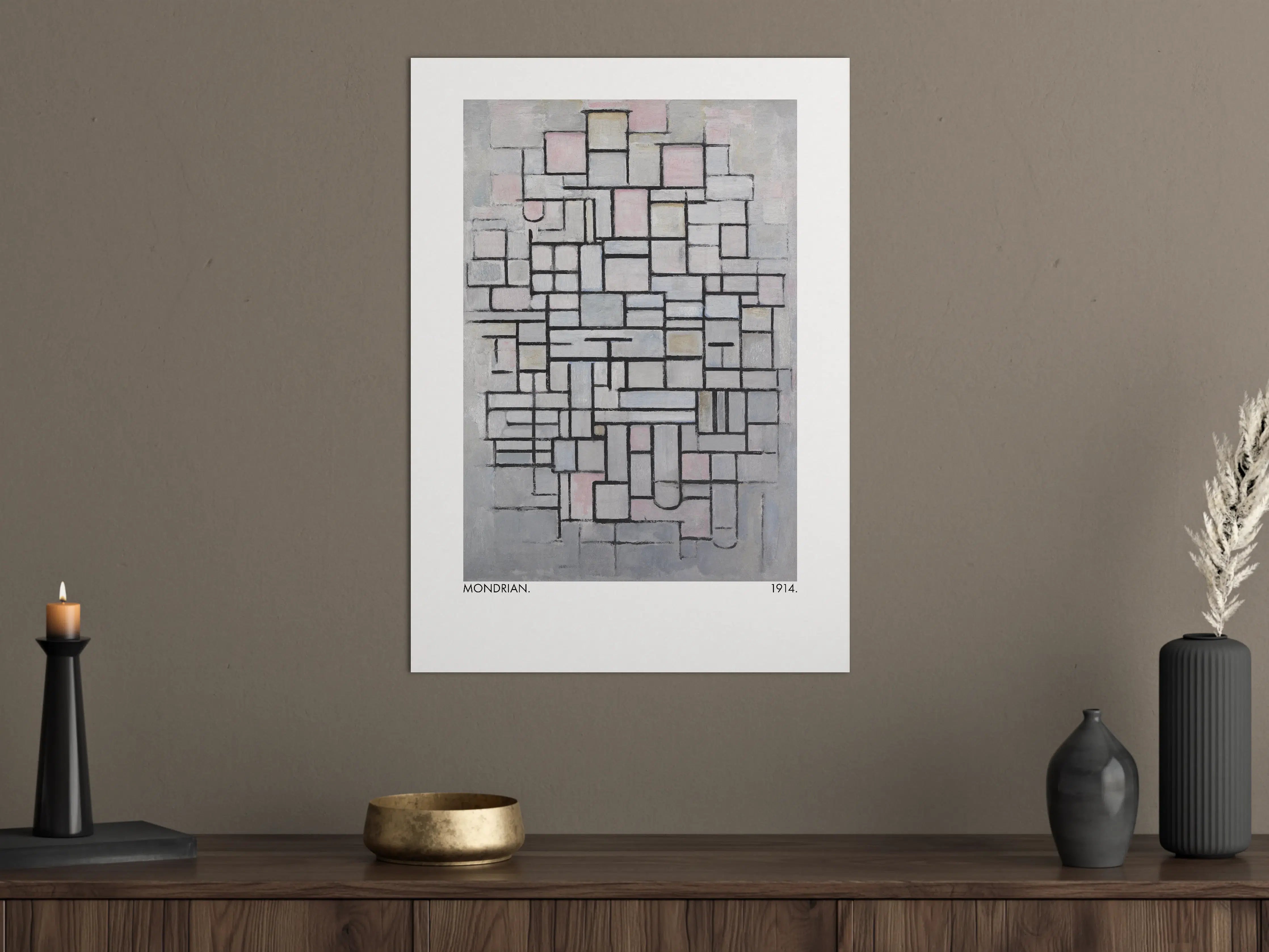 Große Wandbilder - Zarte Grautöne: Geometrisches Wandbild