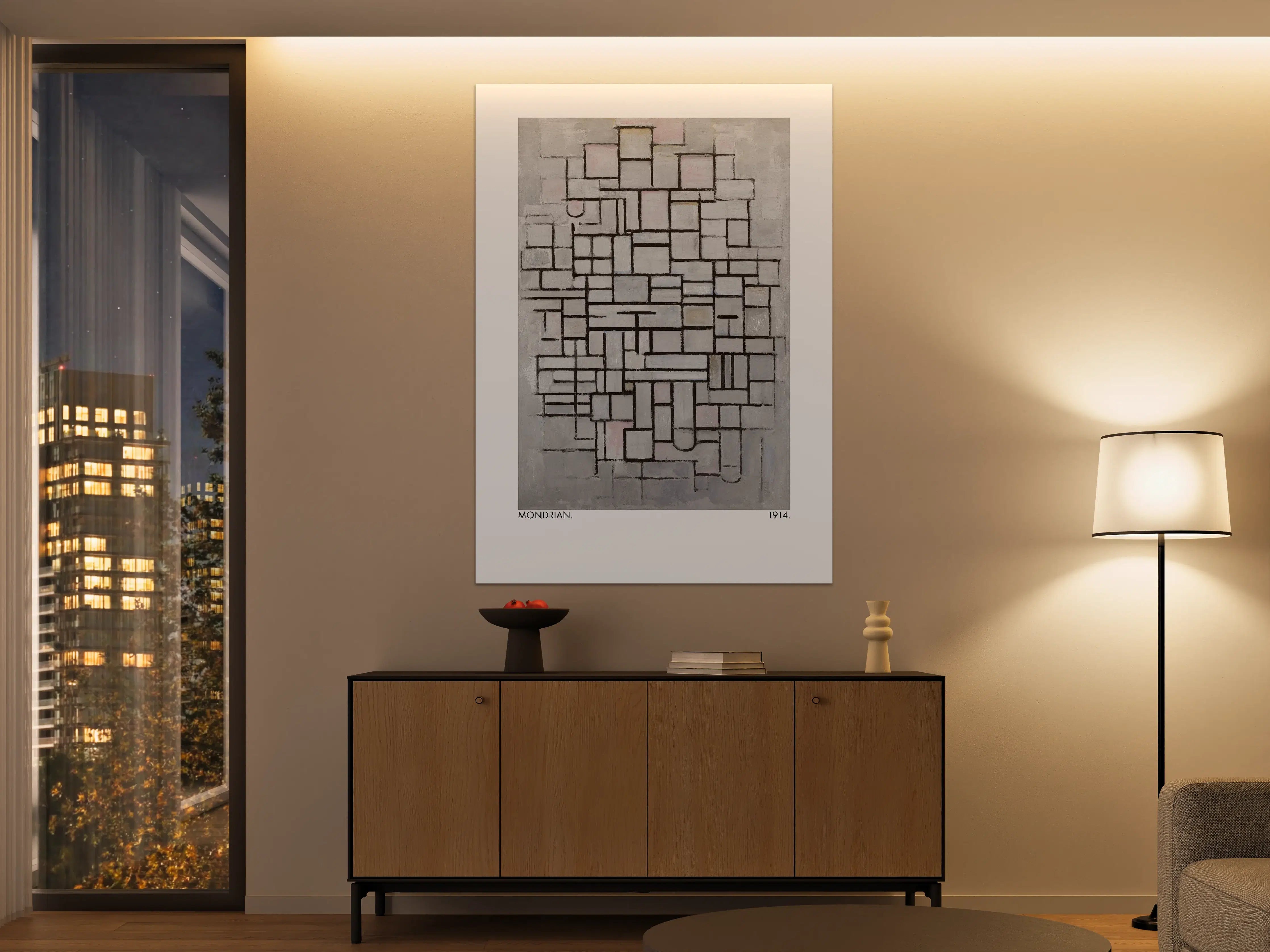 Große Wandbilder - Zarte Grautöne: Geometrisches Wandbild