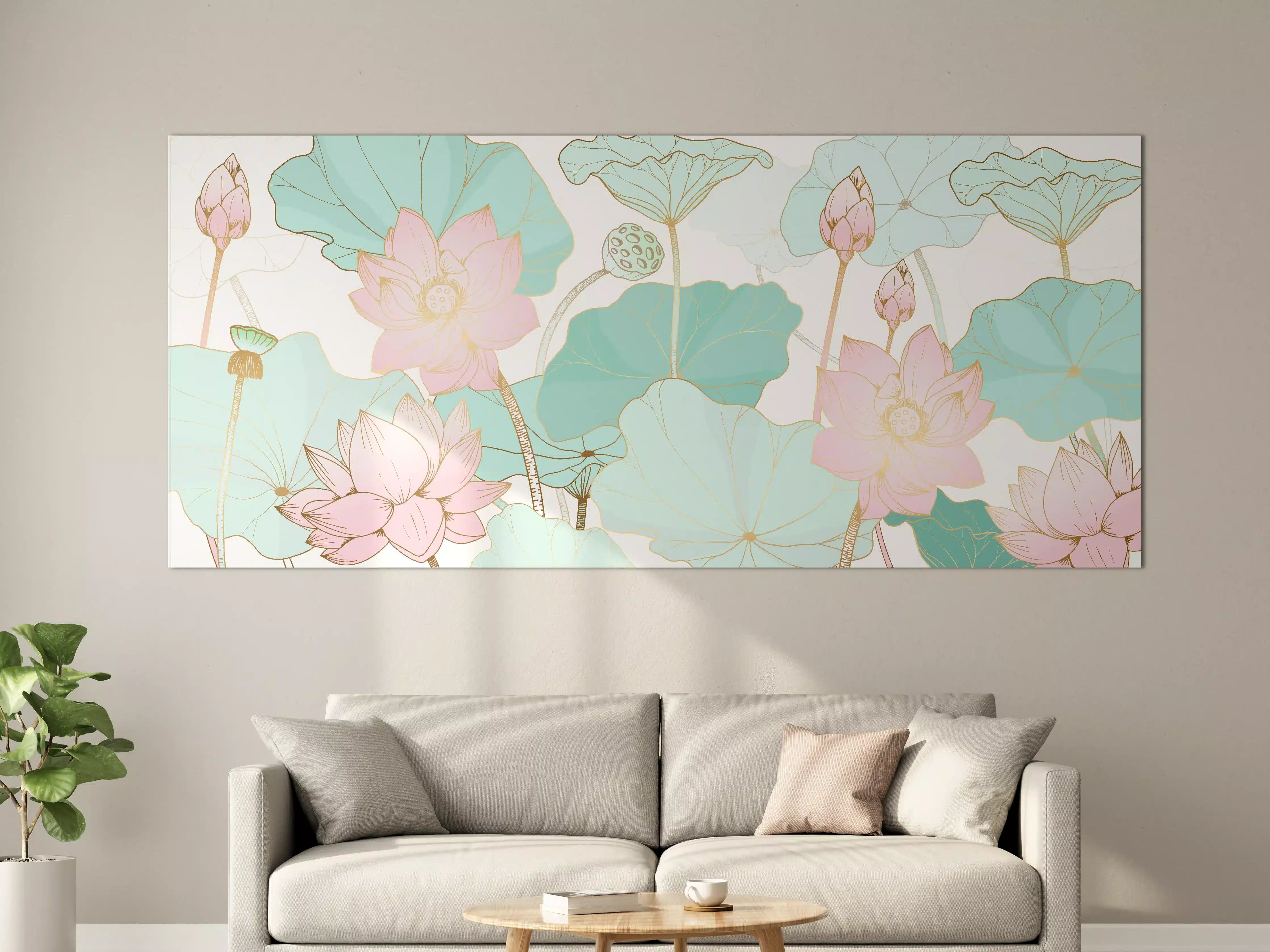 Große Wandbilder - Zarte Lotusblüten Pastellfarben