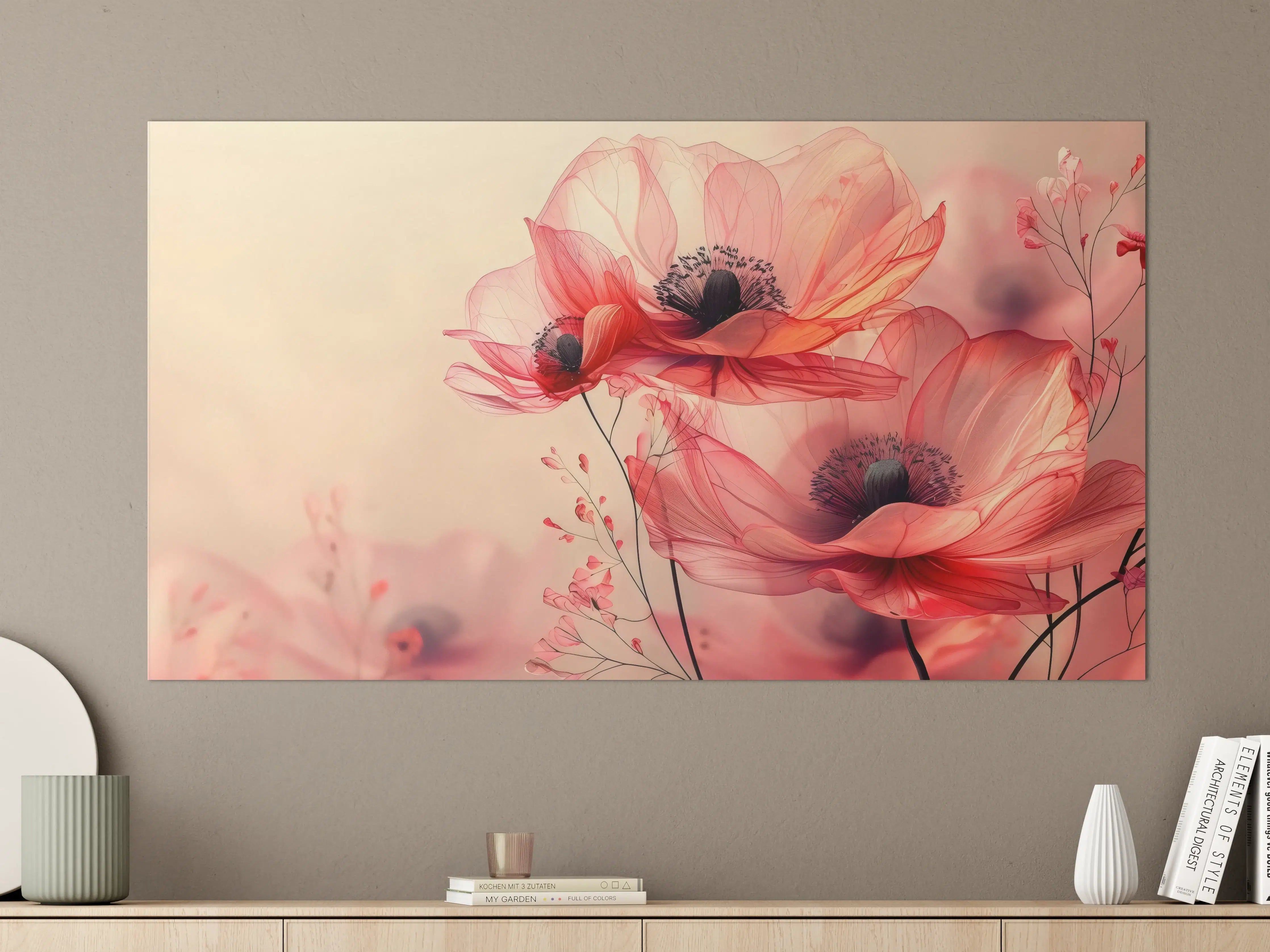 Große Wandbilder - Zarte Mohnblüten in Rosa
