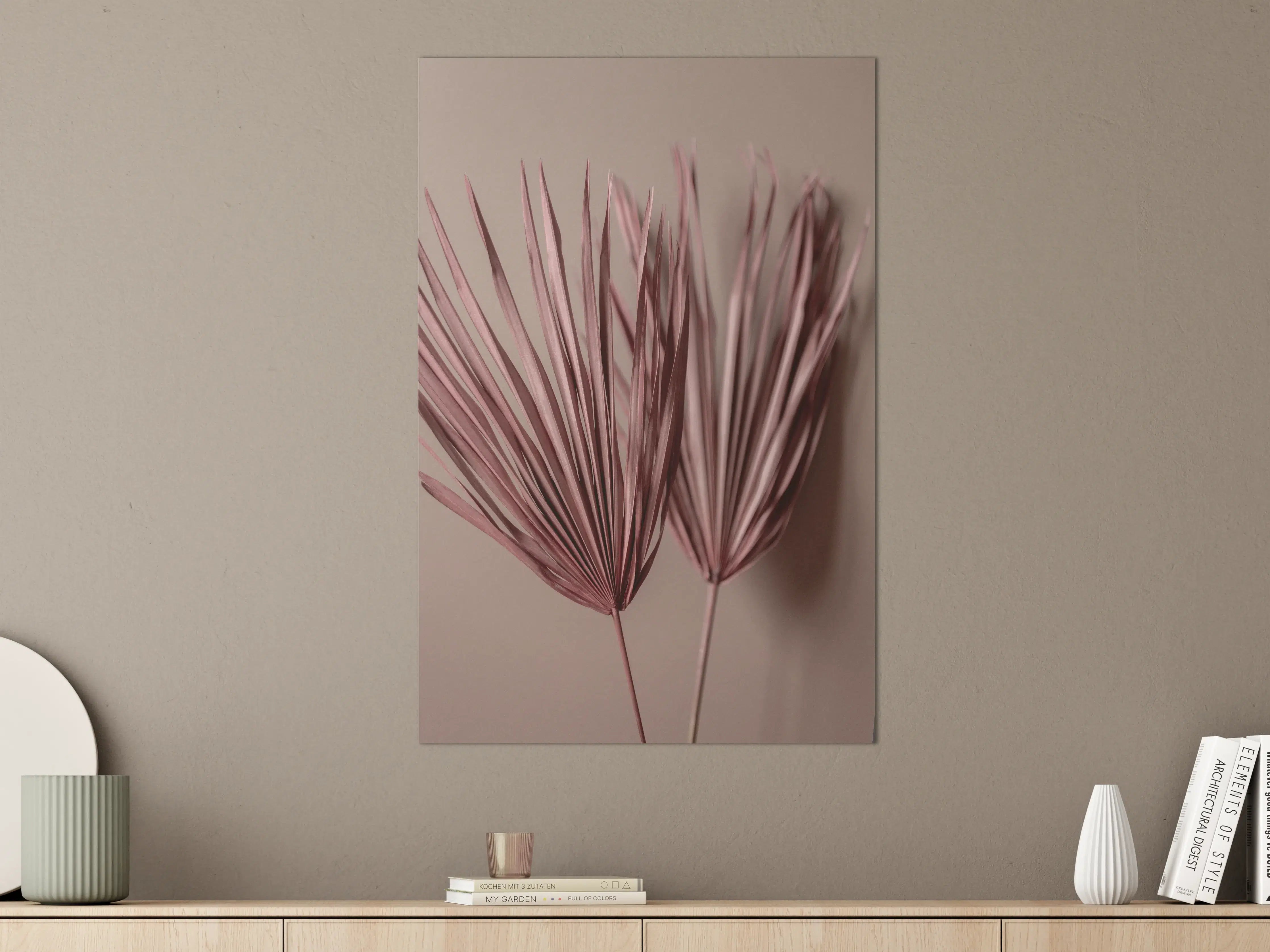 Große Wandbilder - Zarte Palmblätter in Rosa