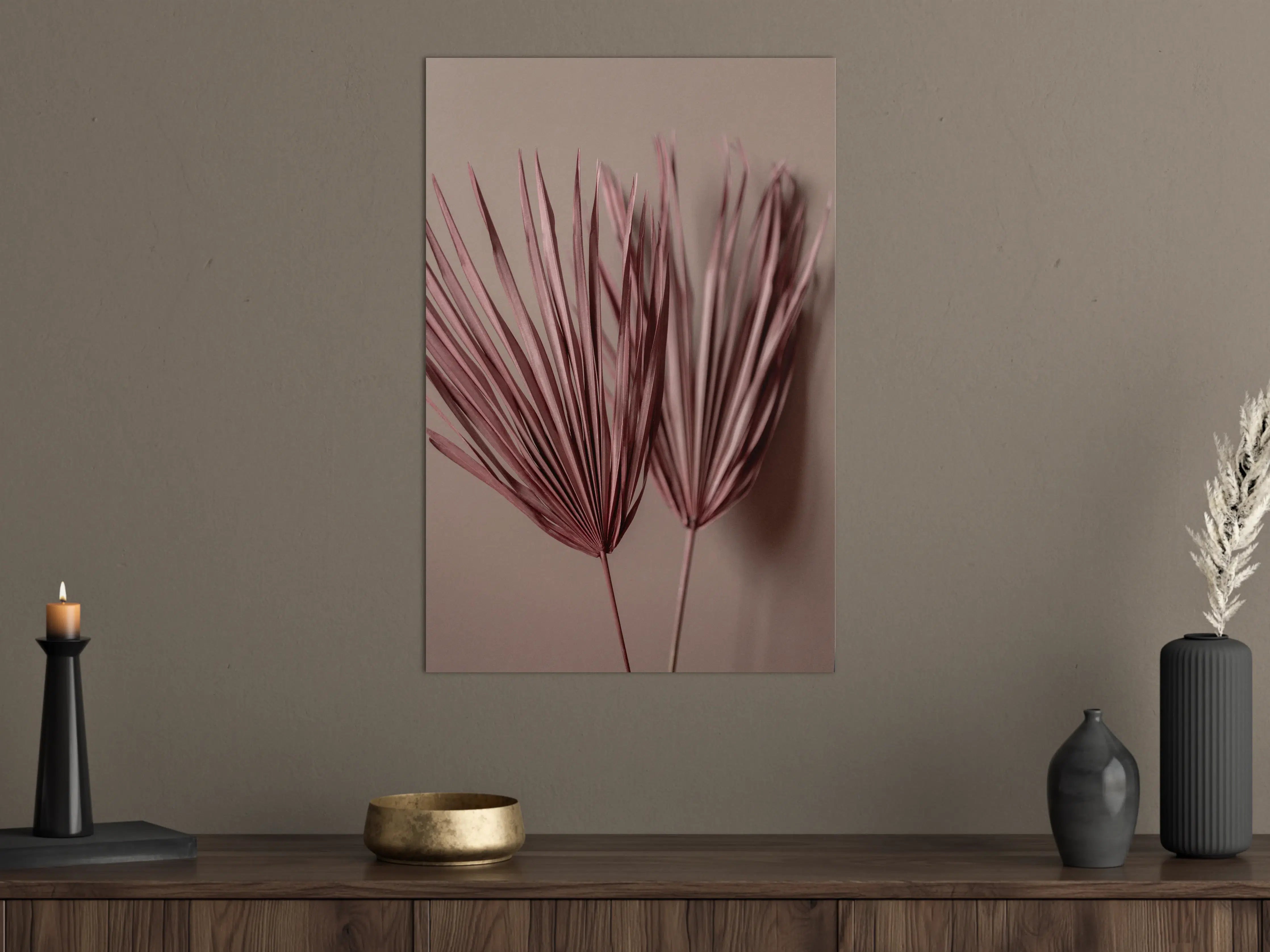 Große Wandbilder - Zarte Palmblätter in Rosa