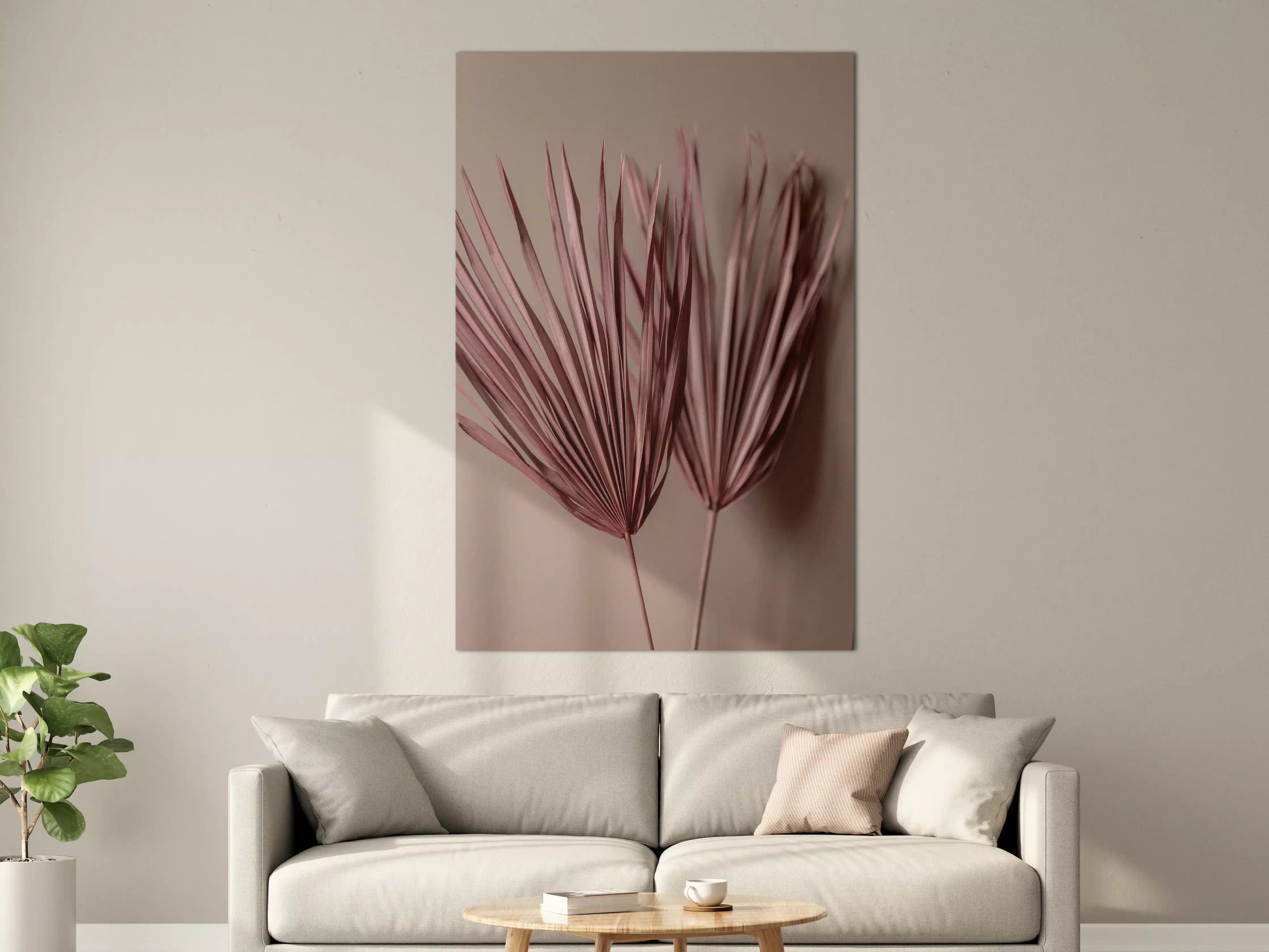 Große Wandbilder - Zarte Palmblätter in Rosa