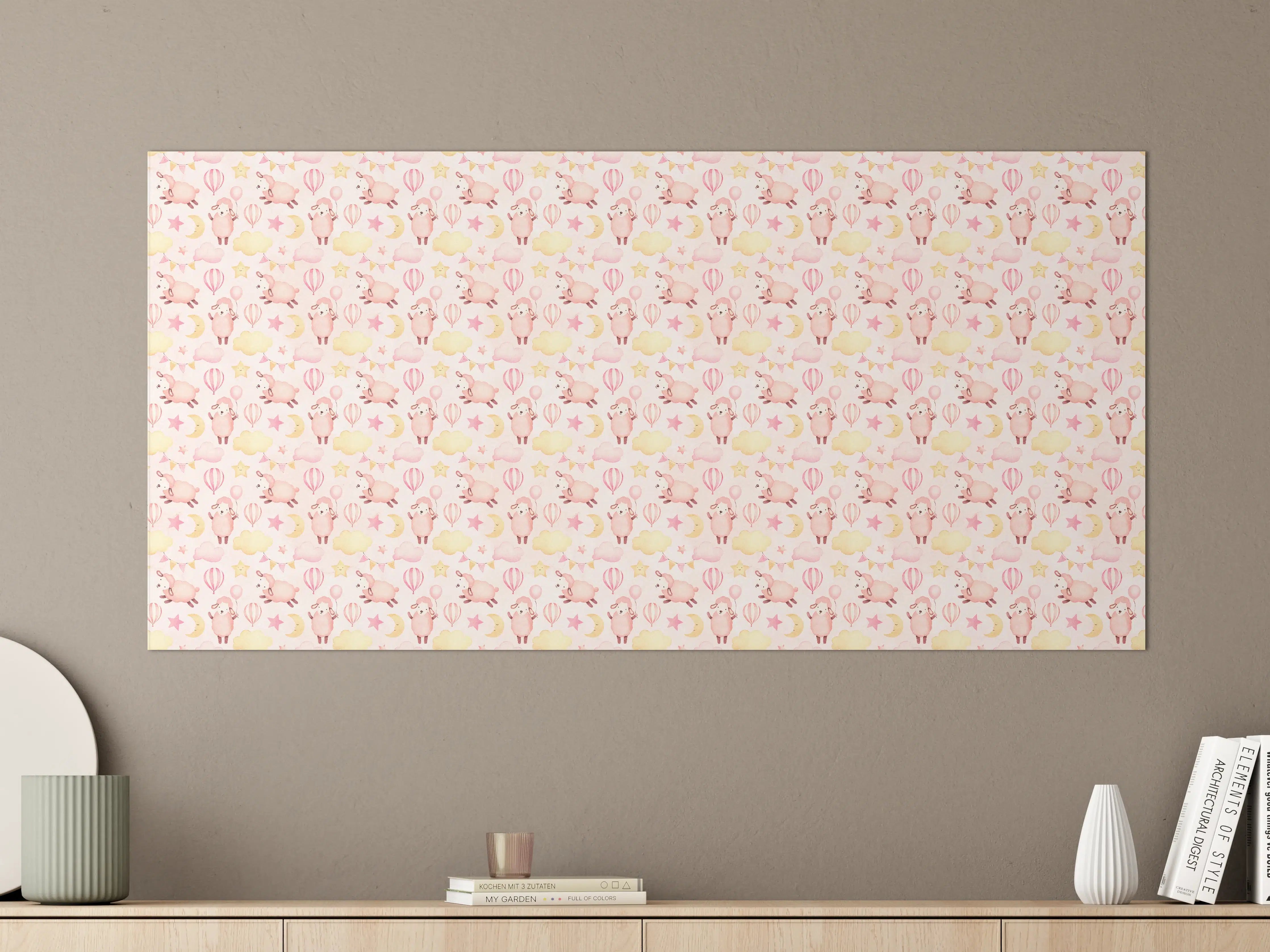 Große Wandbilder - Zarte Pastell-Muster mit Tieren und Blumen