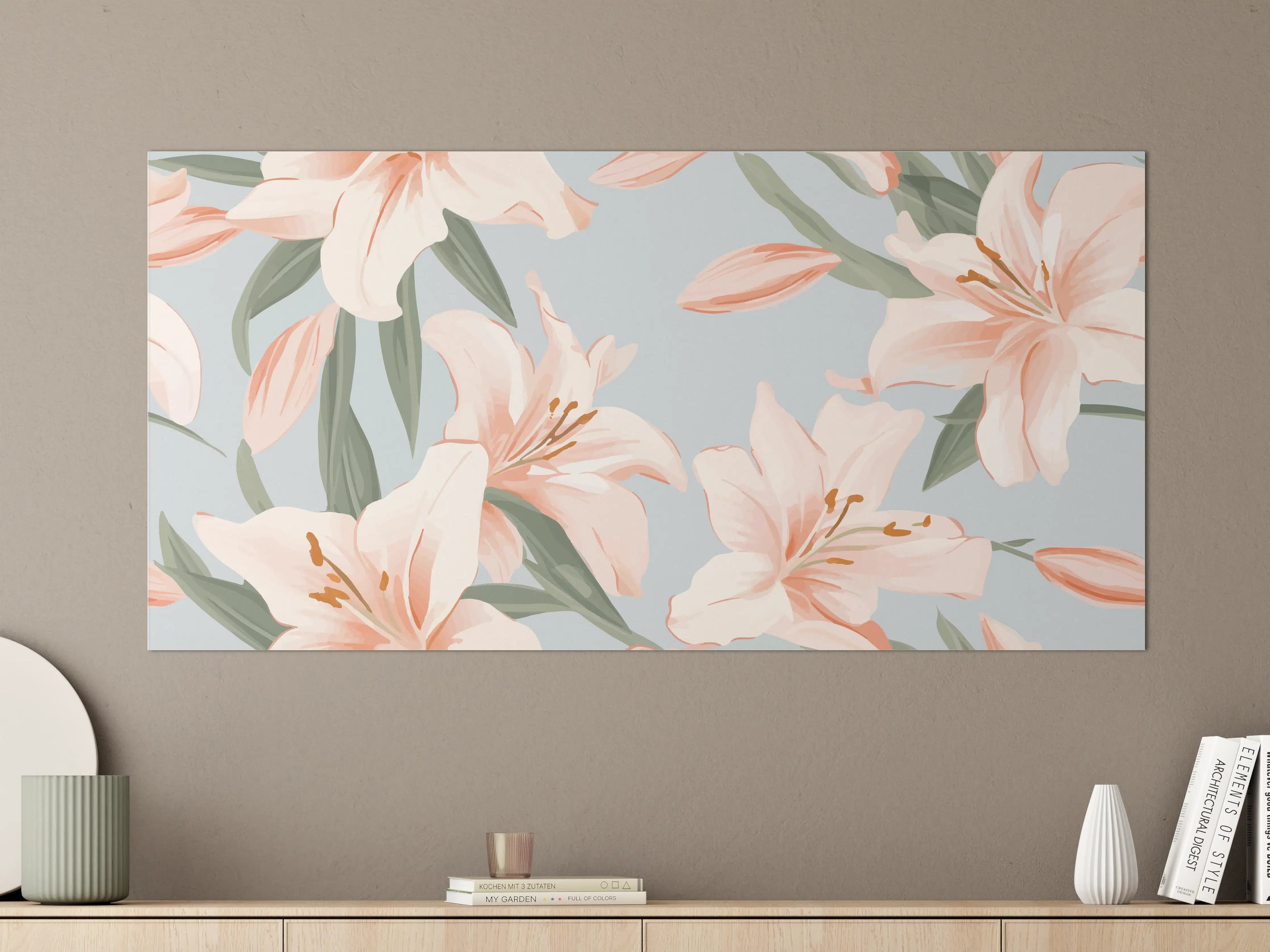 Große Wandbilder - Zarte Pfingstrosen im Pastelldesign