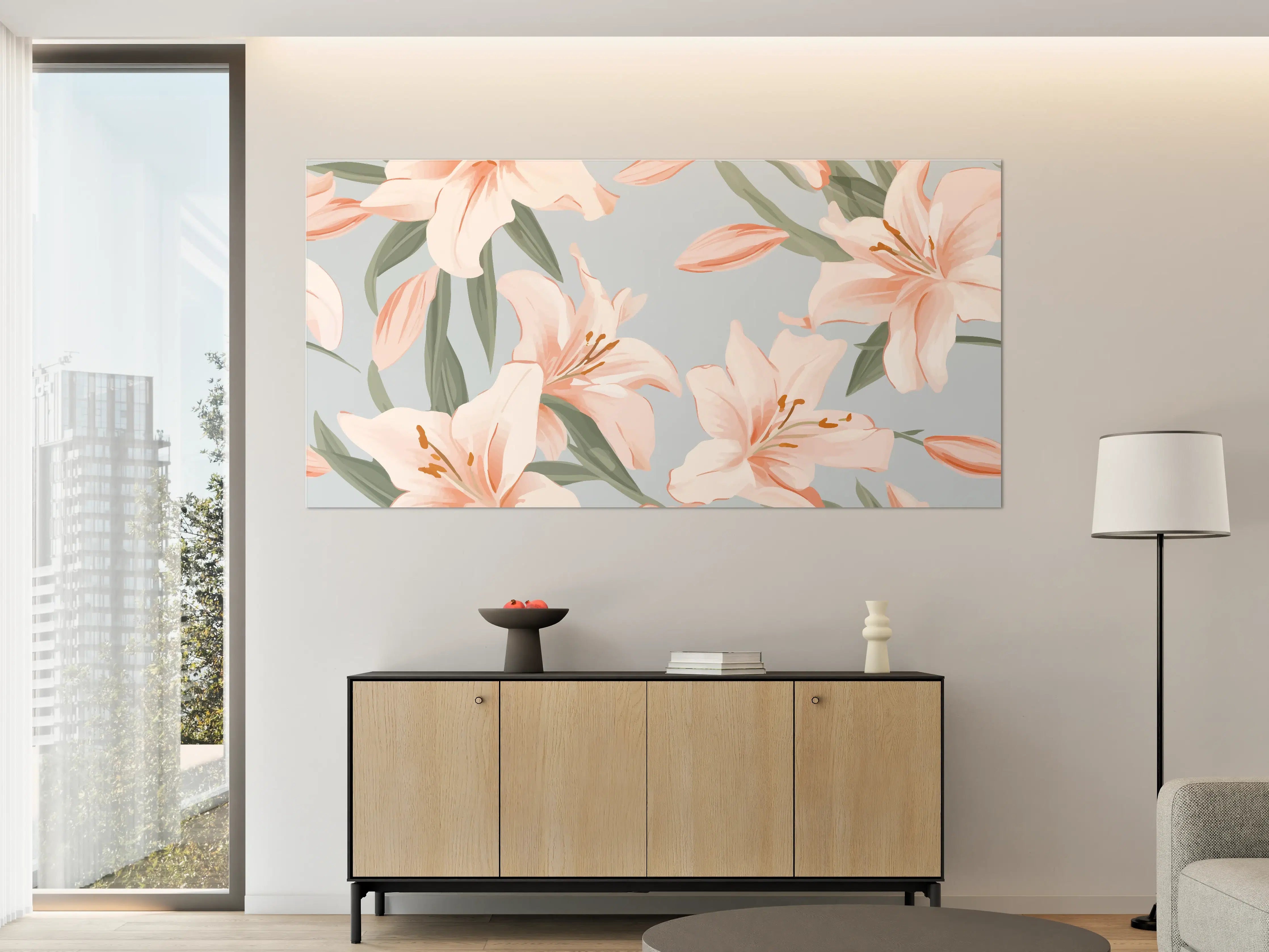 Große Wandbilder - Zarte Pfingstrosen im Pastelldesign