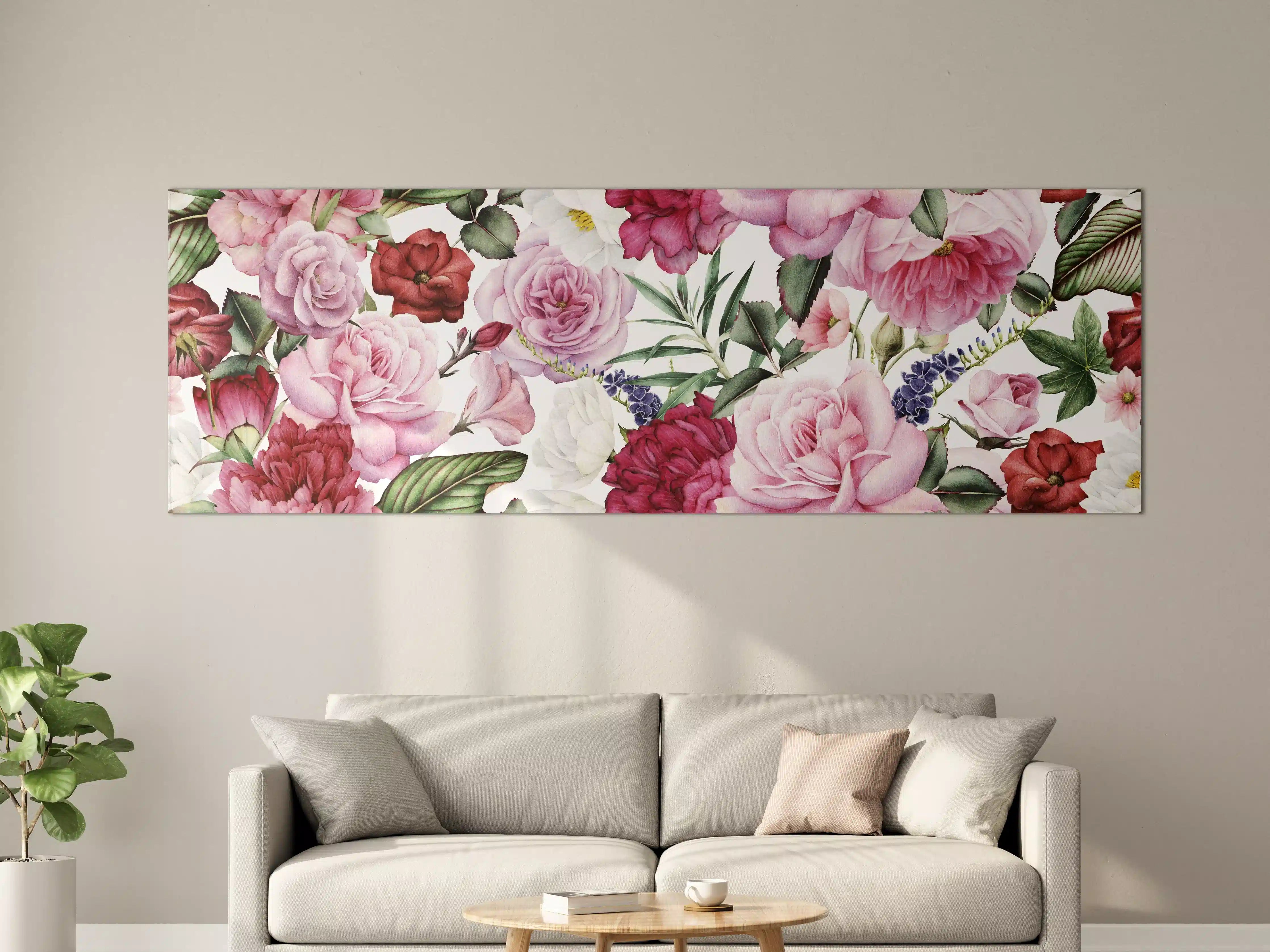 Große Wandbilder - Zarte Rosenpracht in Rosa und Grau