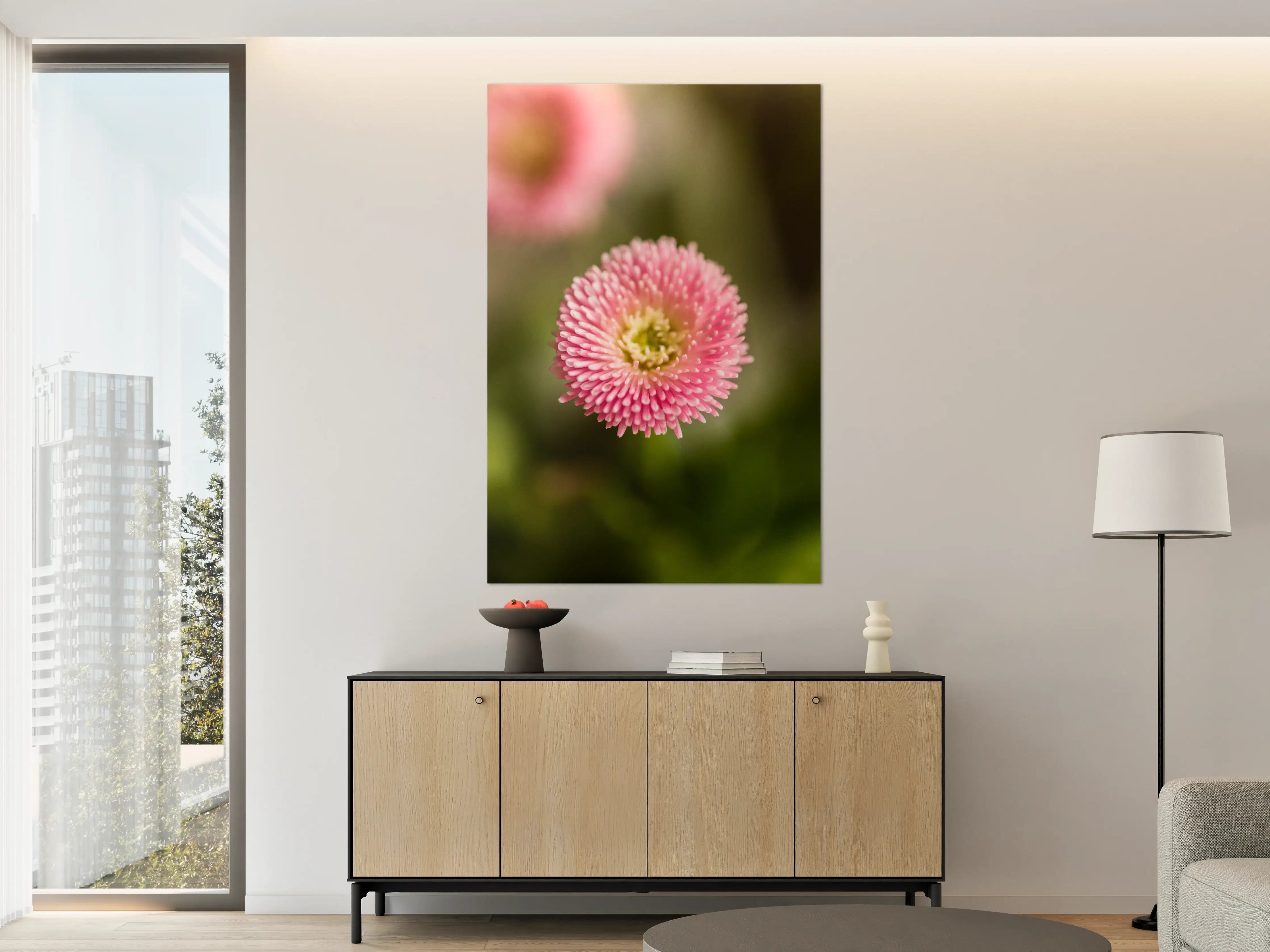 Große Wandbilder - Zarte pinke Blume im Nahaufnahme