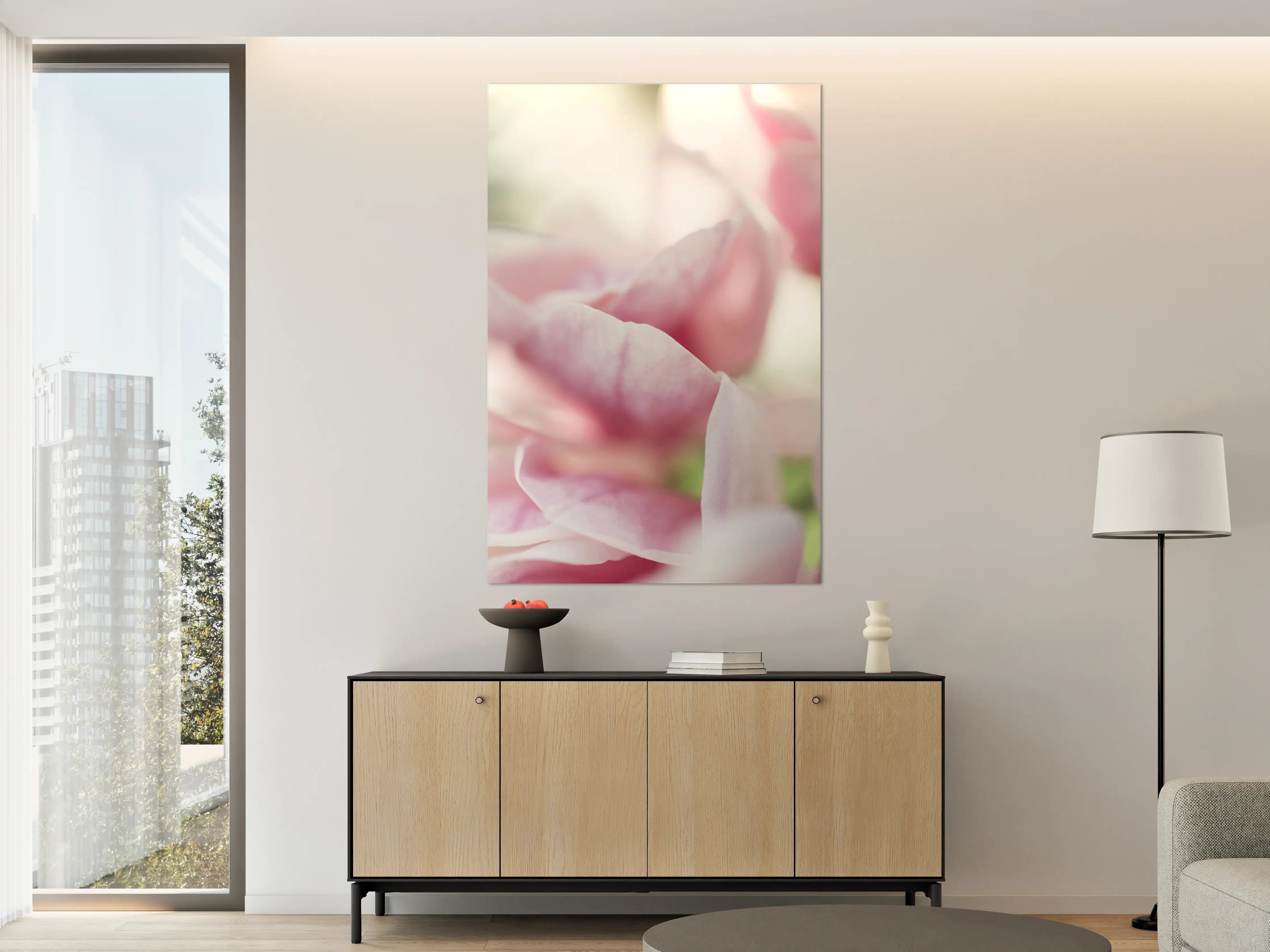 Große Wandbilder - Zarte pinke Rosenblüten in Nahaufnahme