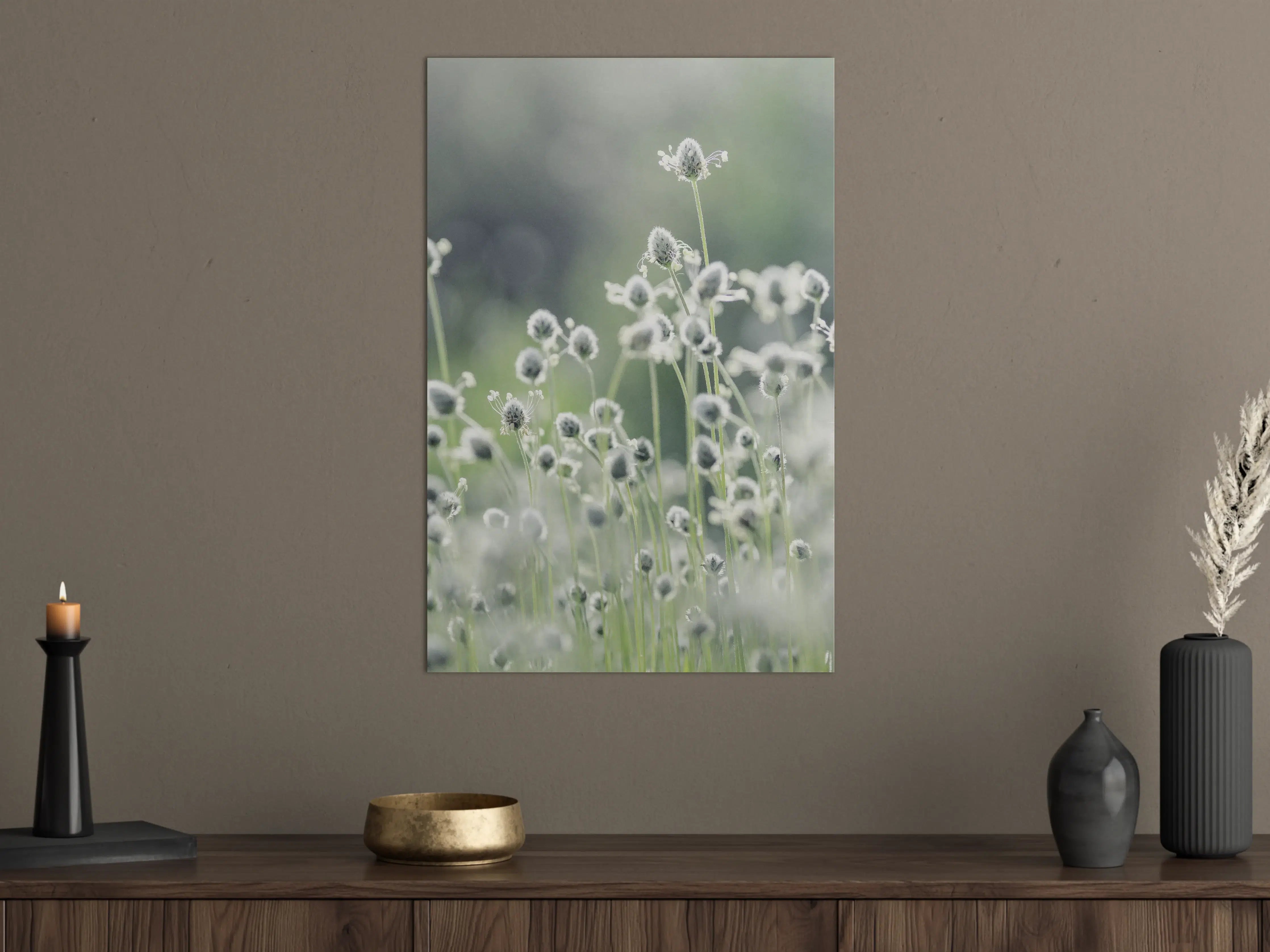 Große Wandbilder - Zarte wildwachsende Blumen im Morgengrauen