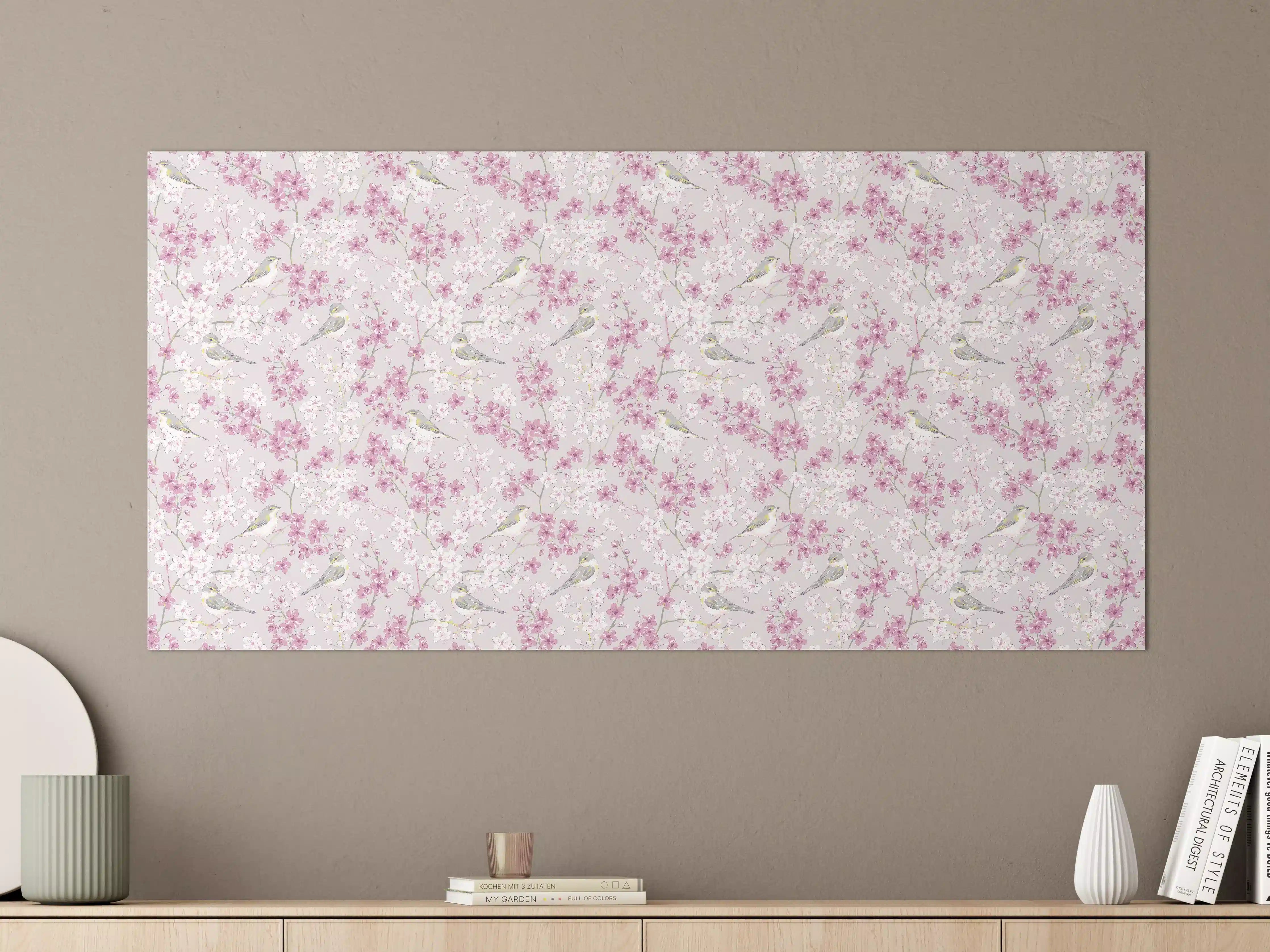 Große Wandbilder - Zartes Kirschblüten-Motiv in Pastell