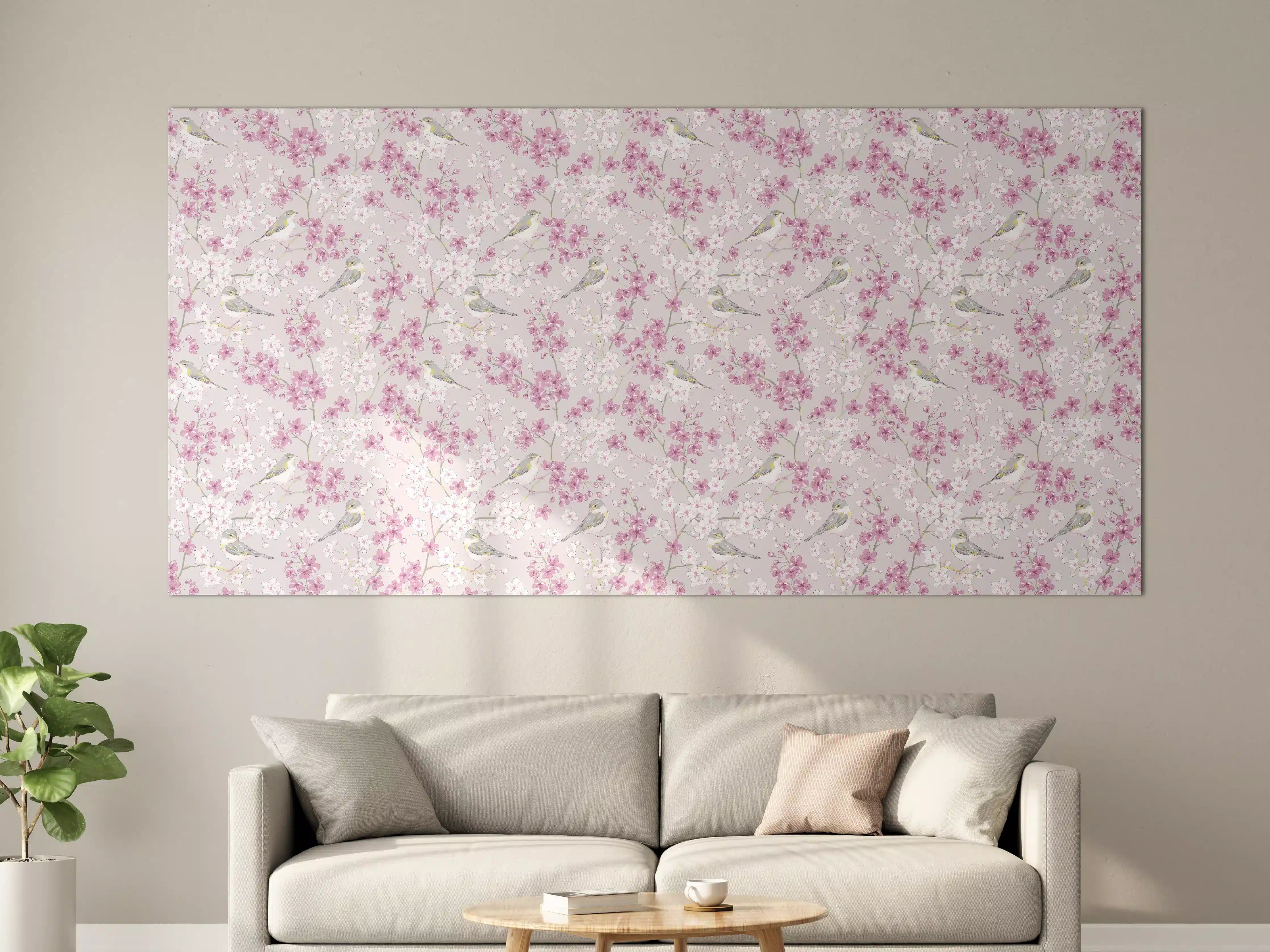 Große Wandbilder - Zartes Kirschblüten-Motiv in Pastell