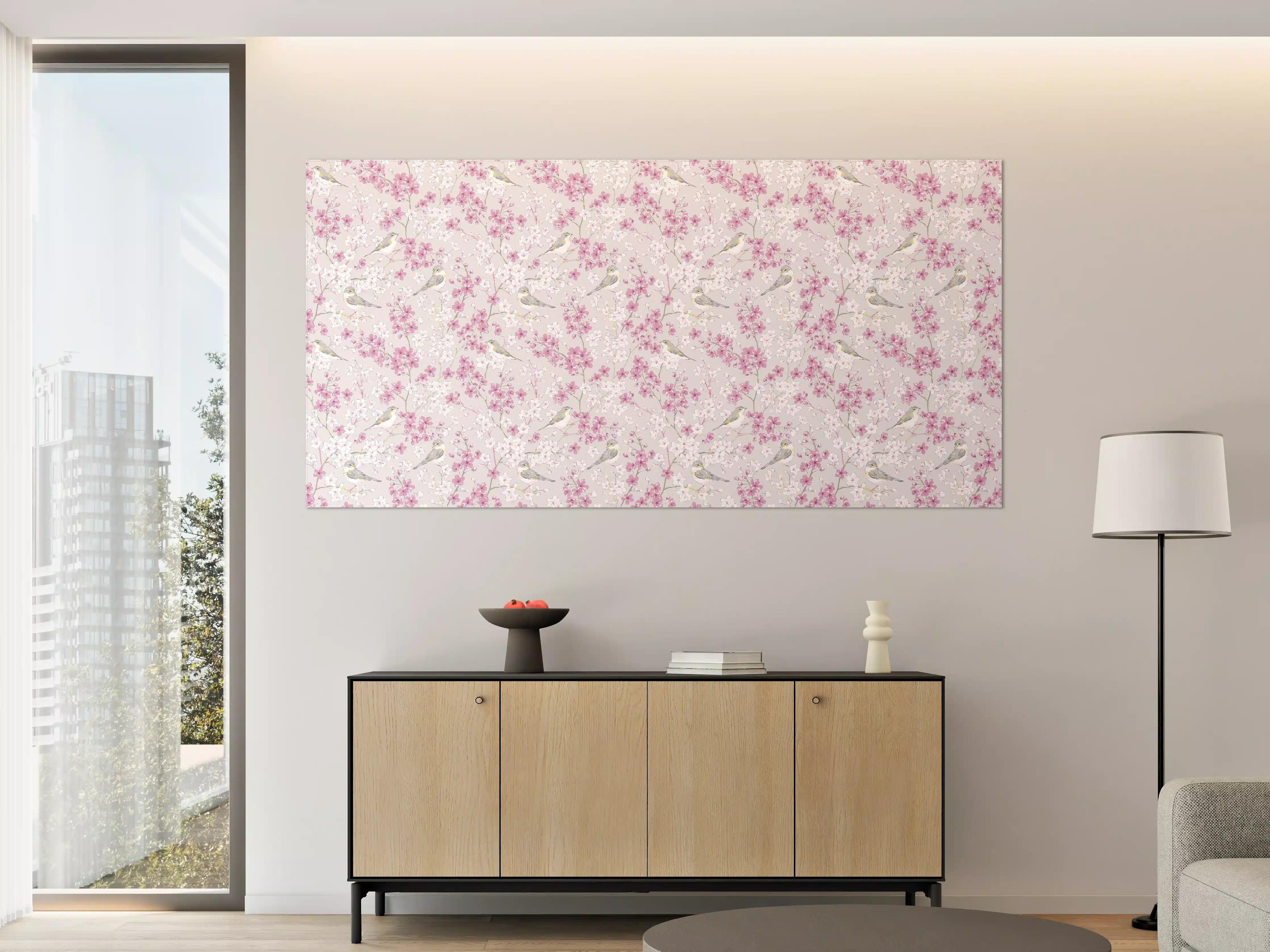 Große Wandbilder - Zartes Kirschblüten-Motiv in Pastell