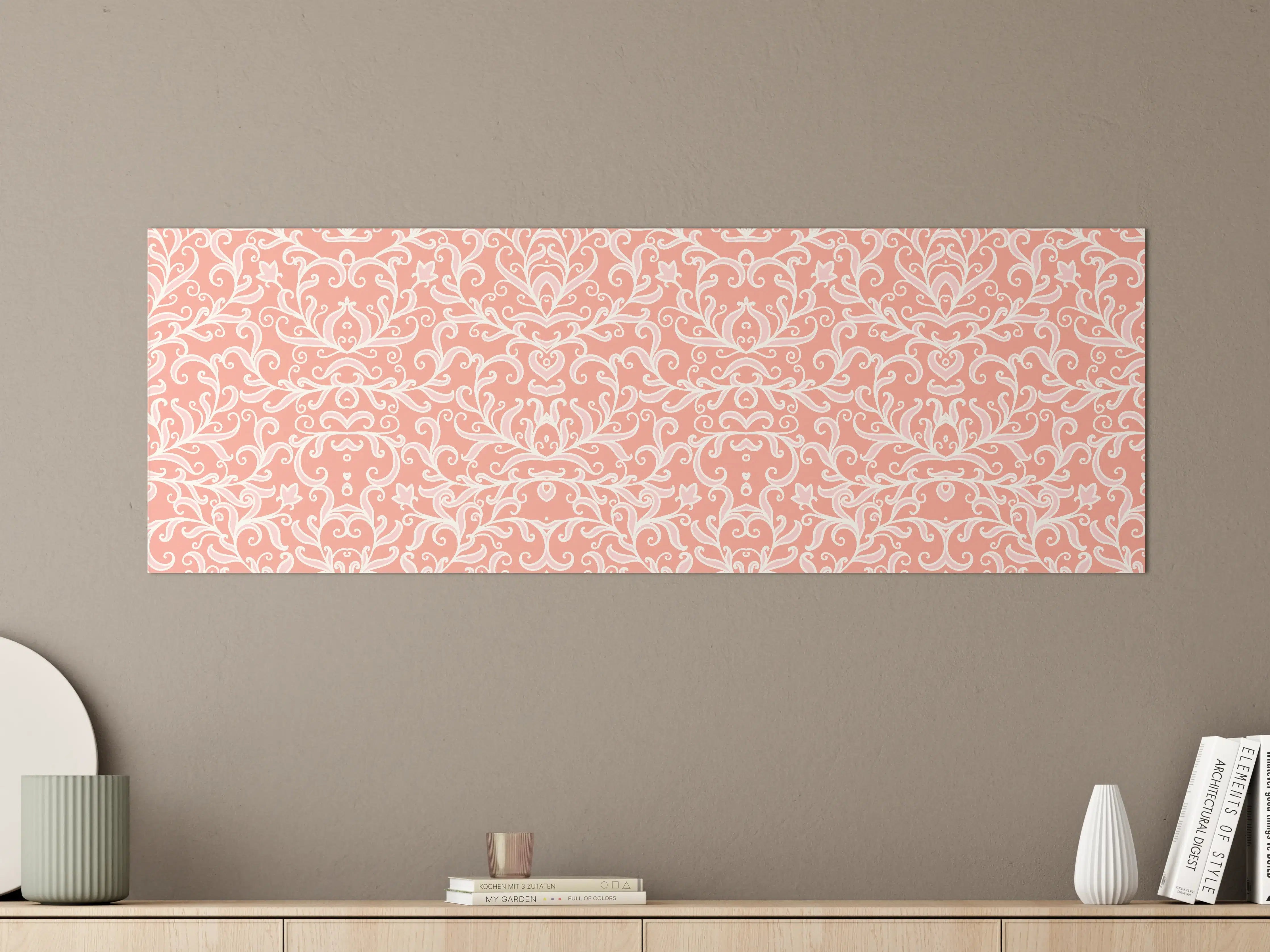 Große Wandbilder - Zartes Ornamentmuster in Rosé und Creme