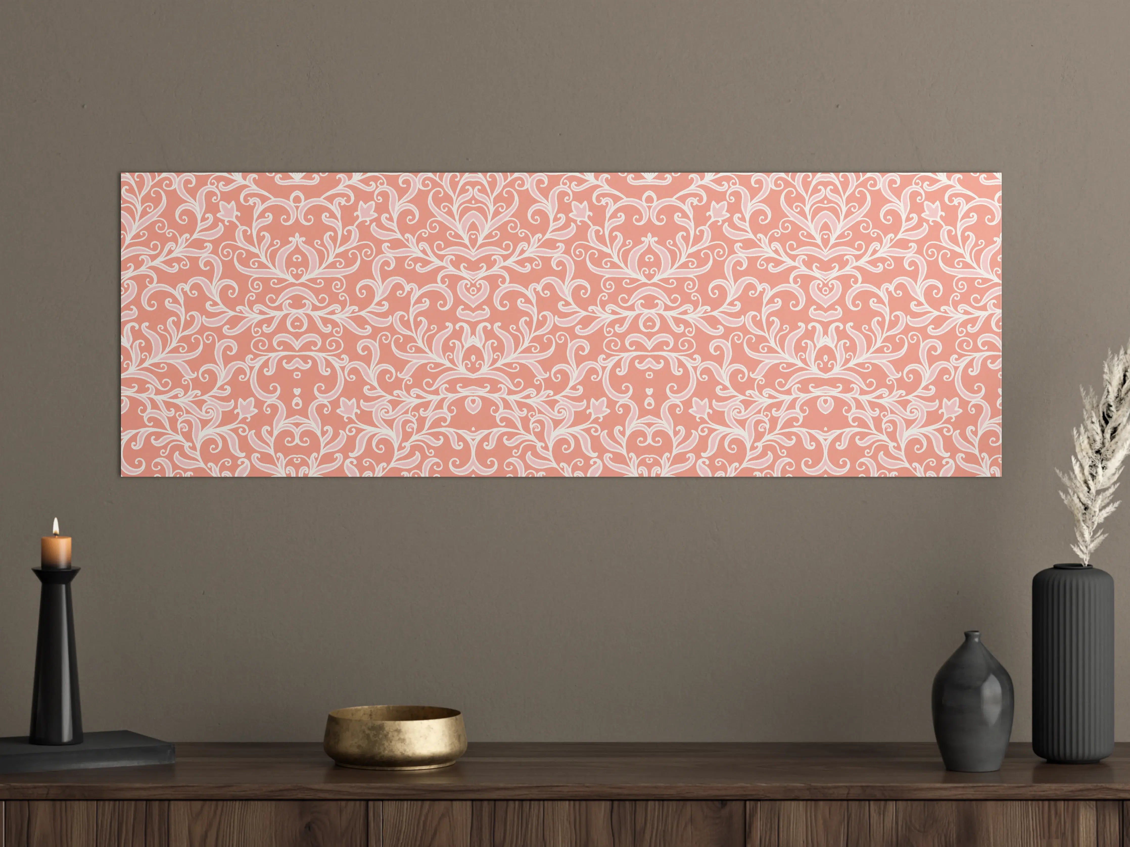 Große Wandbilder - Zartes Ornamentmuster in Rosé und Creme
