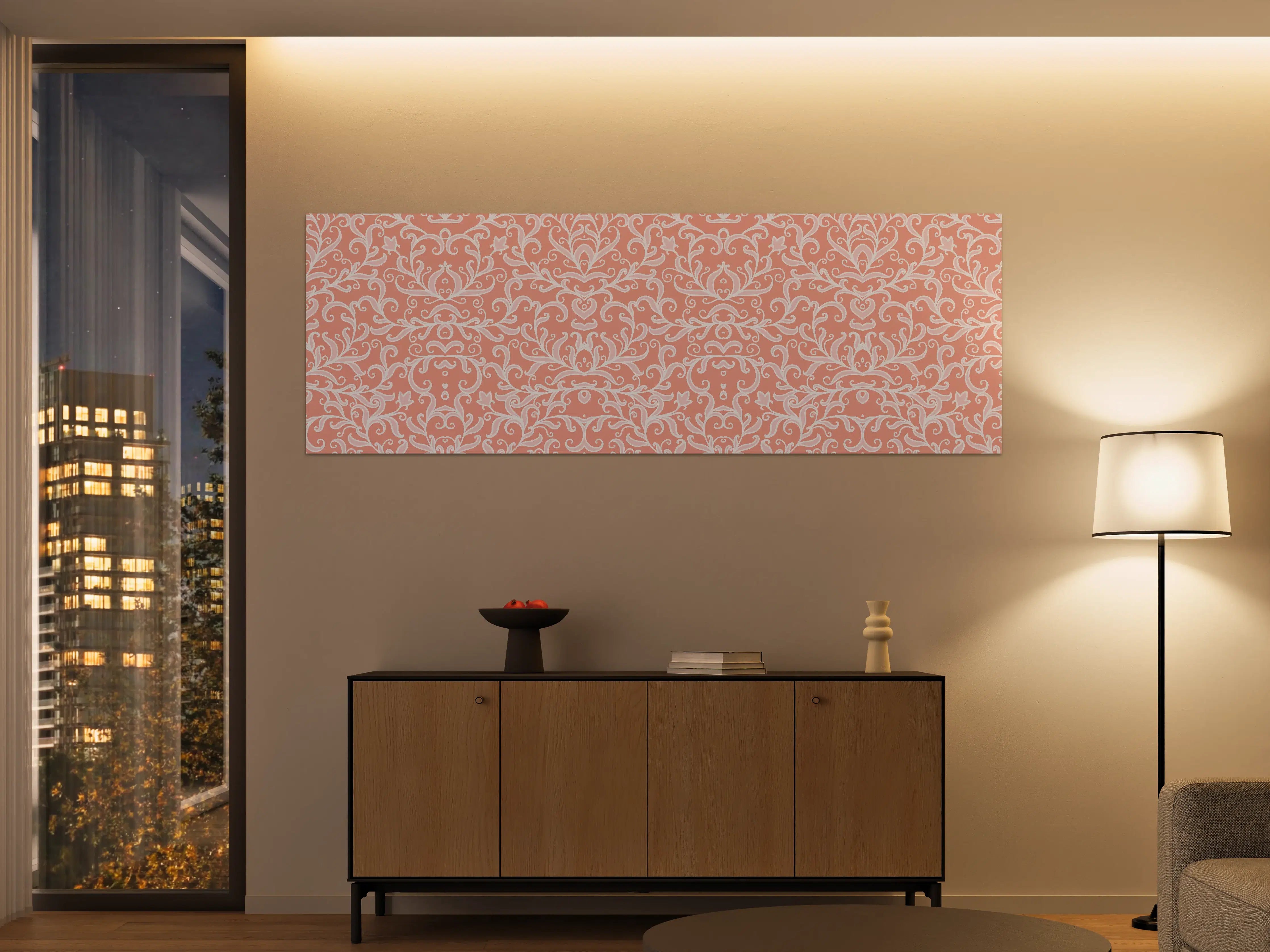 Große Wandbilder - Zartes Ornamentmuster in Rosé und Creme