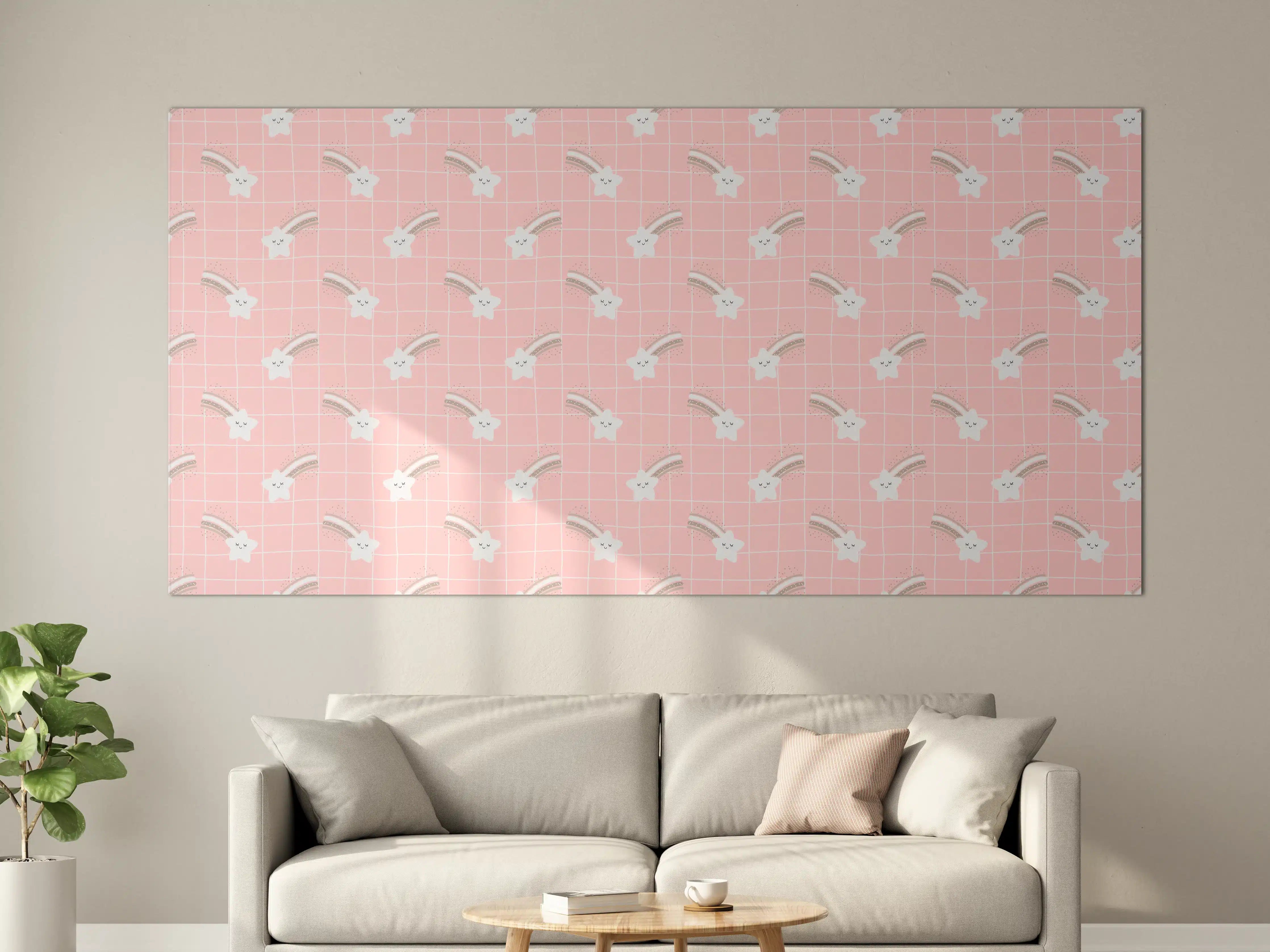 Große Wandbilder - Zartes Rosa mit Weißacühlenge Grafik