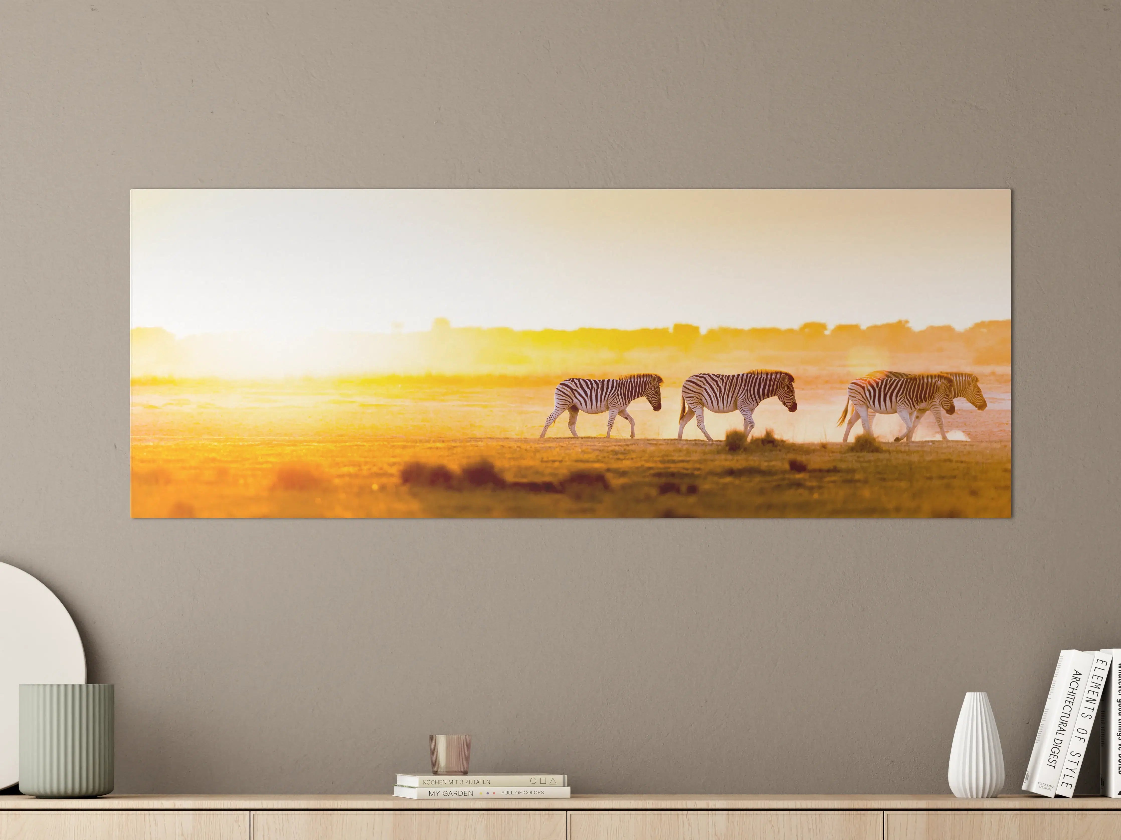 Große Wandbilder - Zebra-Silhouette bei Sonnenuntergang